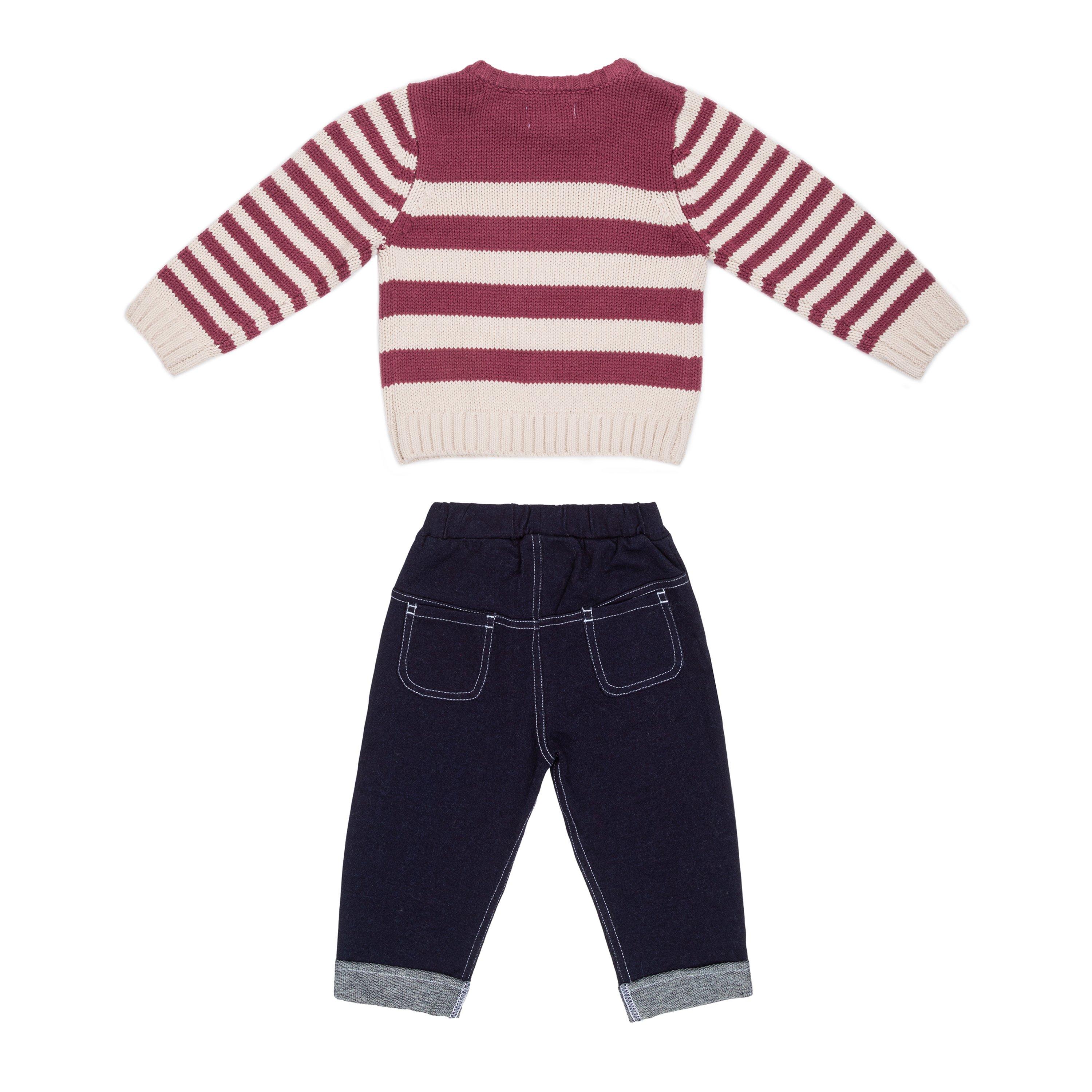 Red/Blue - Hello World - Knitted Jumper Set - 3