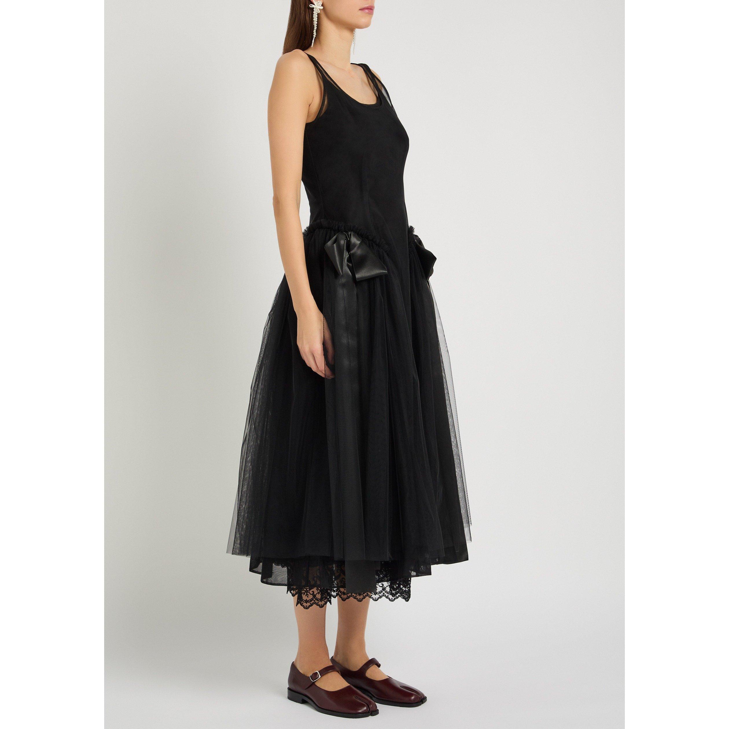 BLACK - Simone Rocha - Women's Sculpted Bow Sheer Tulle A-Line Dress - 2