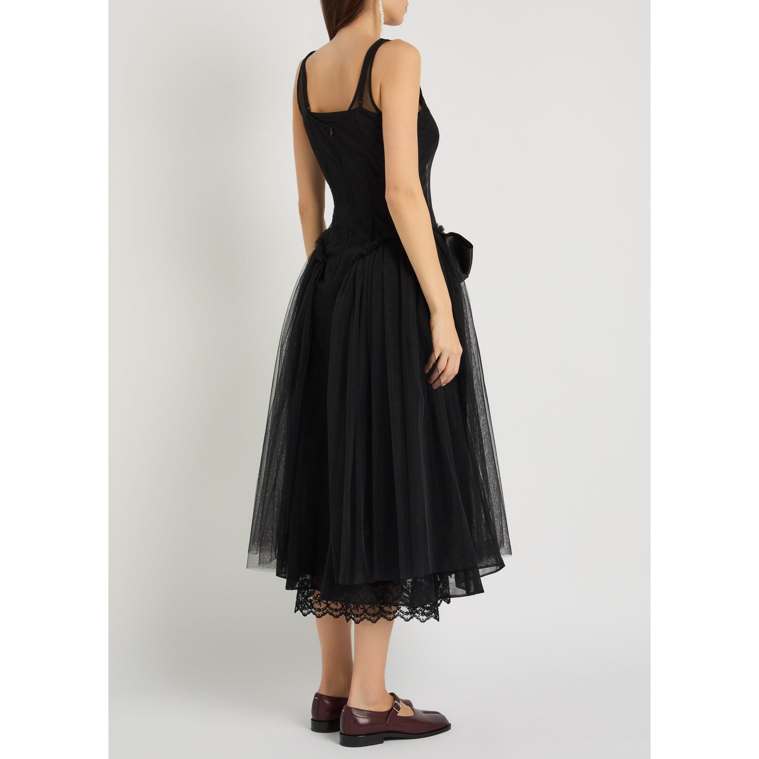 BLACK - Simone Rocha - Women's Sculpted Bow Sheer Tulle A-Line Dress - 3