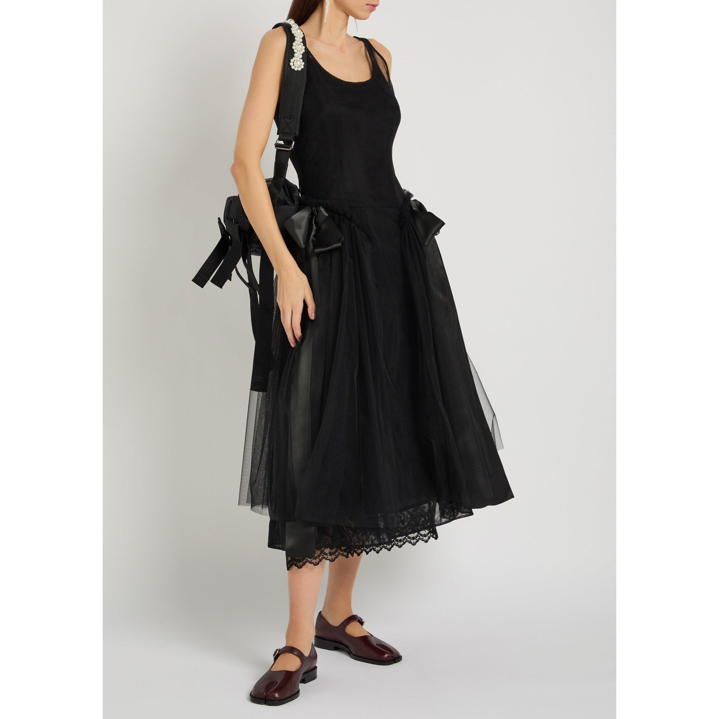 BLACK - Simone Rocha - Women's Sculpted Bow Sheer Tulle A-Line Dress - 5