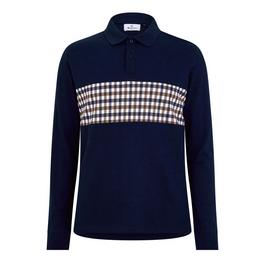 Aquascutum Long Sleeved Check Polo Shirt