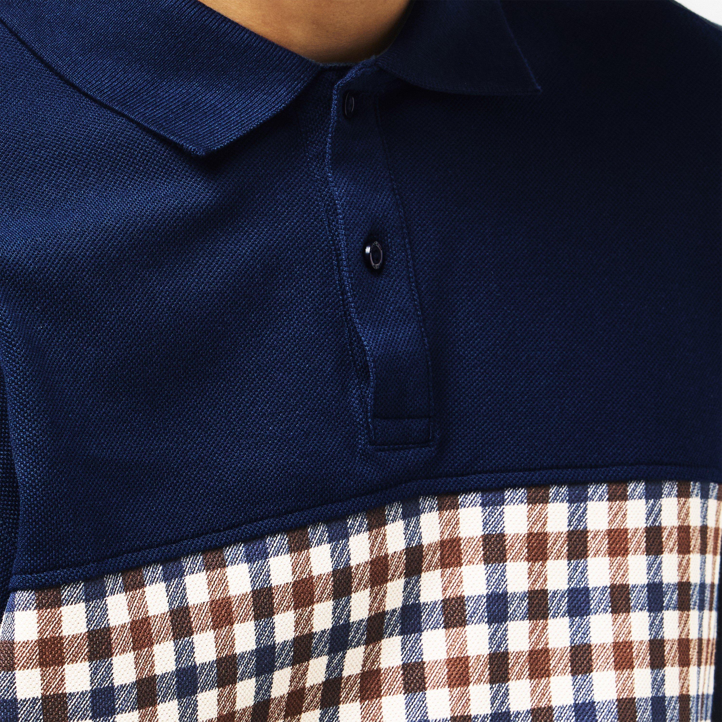 Aquascutum Active Long Sleeved Check Polo Shirt Long Sleeve