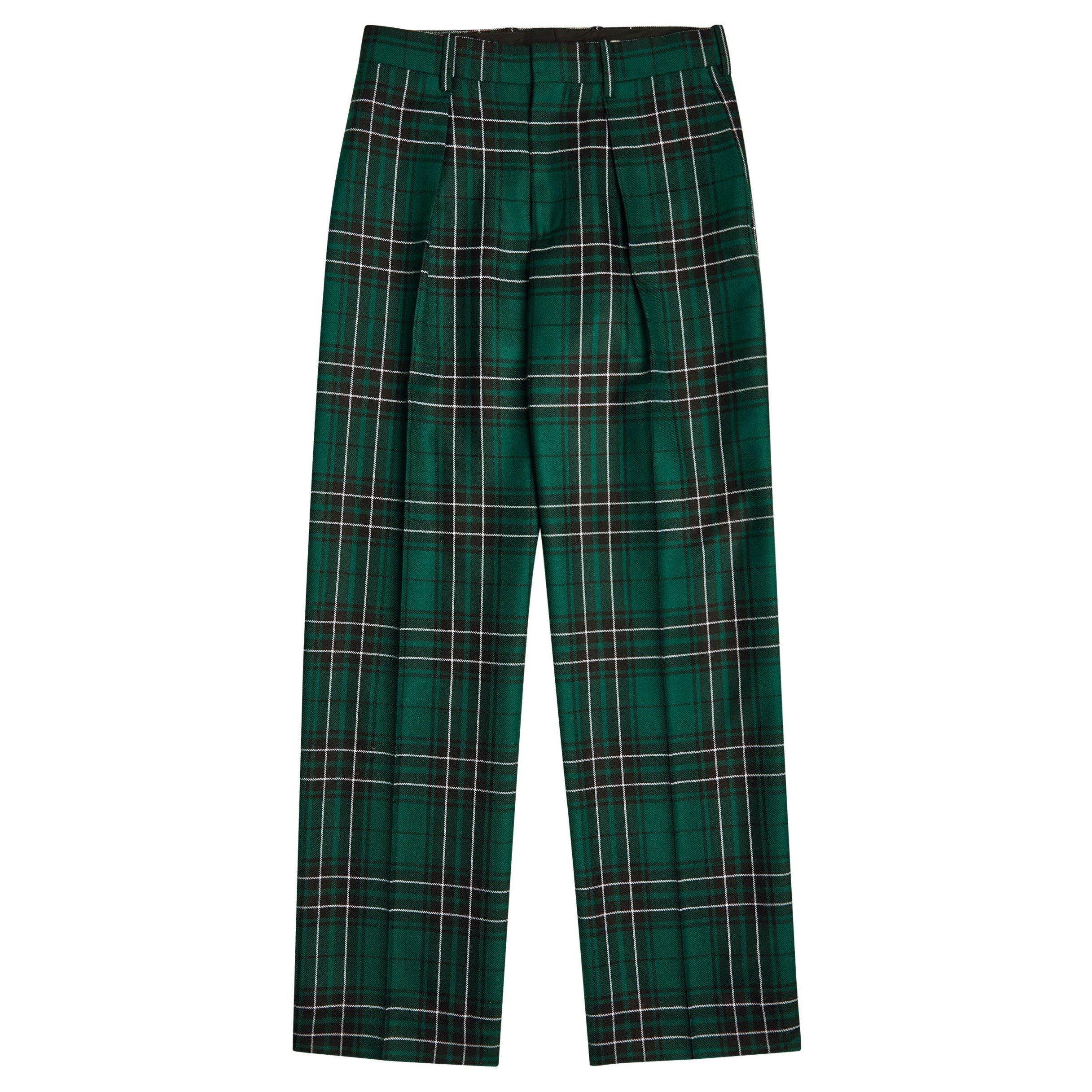 GREEN - JW Anderson - Men's Check Wool Straight-Leg Trousers - 1