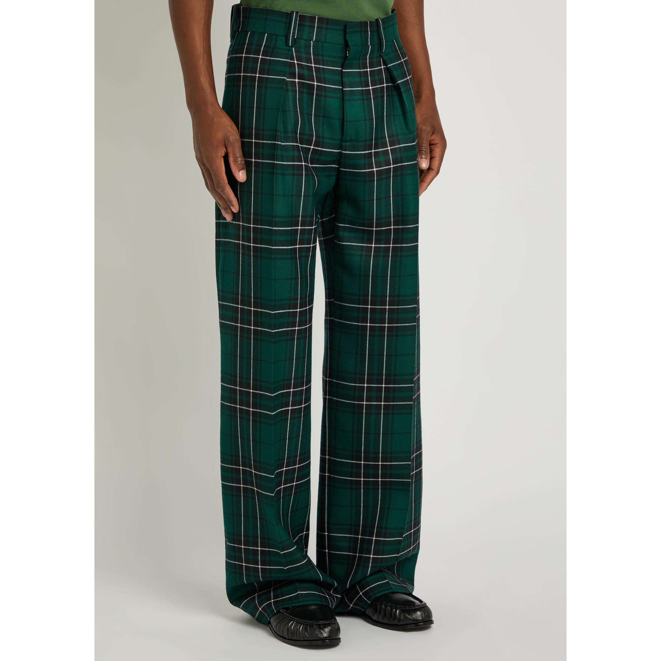 GREEN - JW Anderson - Men's Check Wool Straight-Leg Trousers - 2