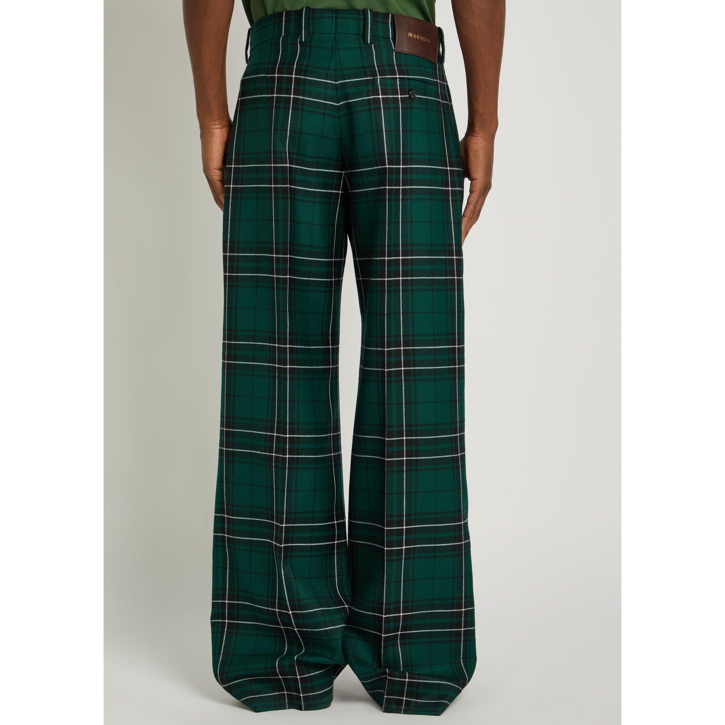 GREEN - JW Anderson - Men's Check Wool Straight-Leg Trousers - 3