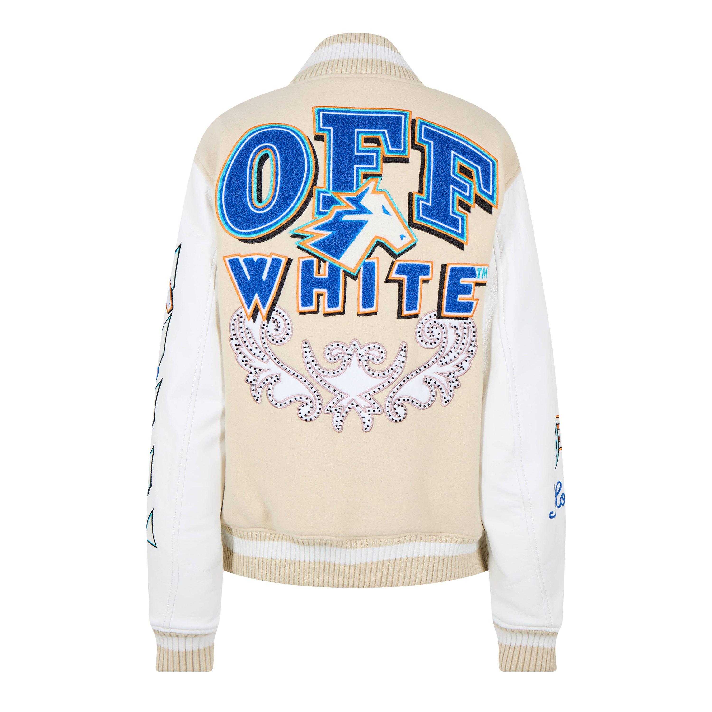 【関税込・国内発送】Off-White white fleece 00 varsity off white varsity jacket - Gem