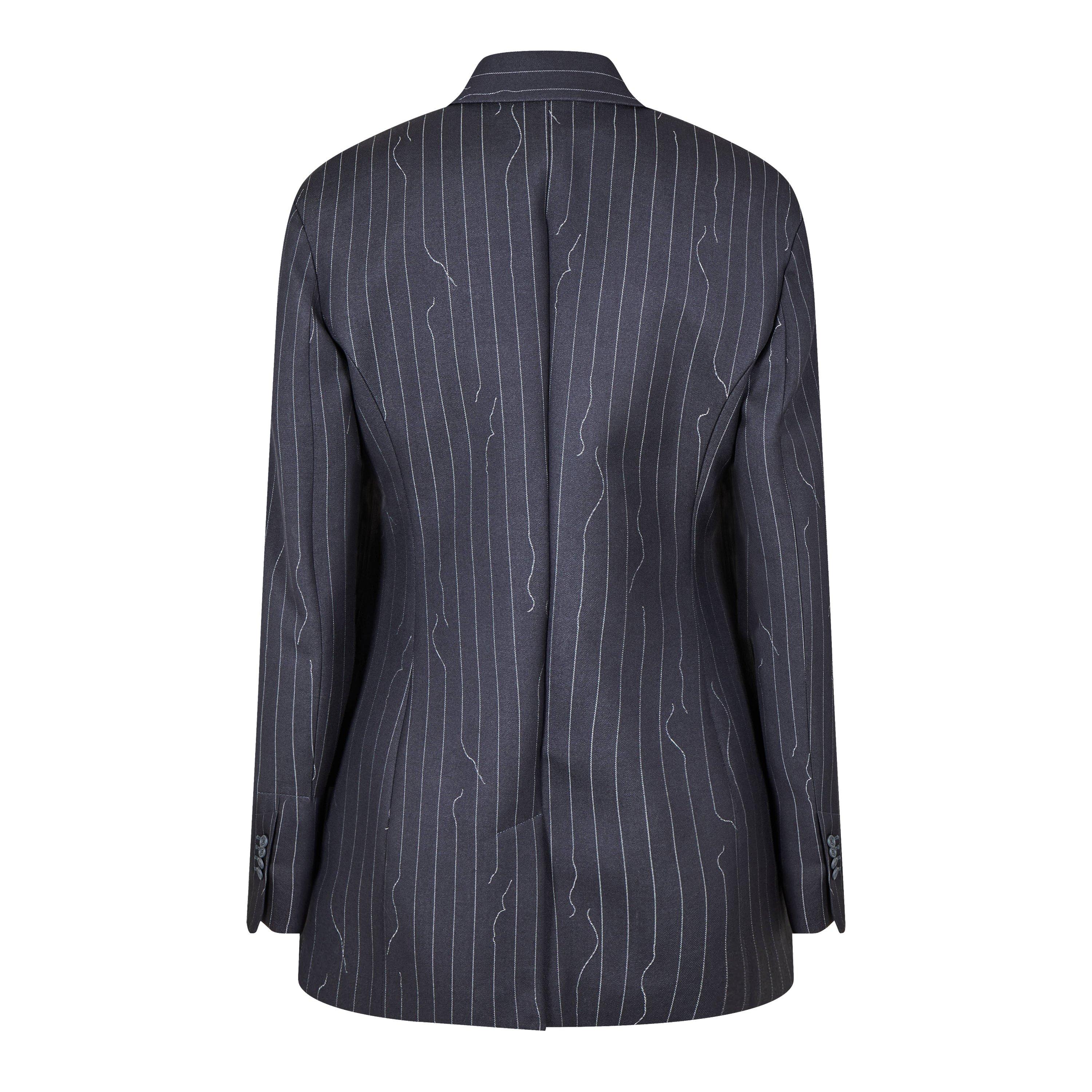 Cinzento - Off White - Women's Pinstripe Jacket, Pinstripe Design - 2