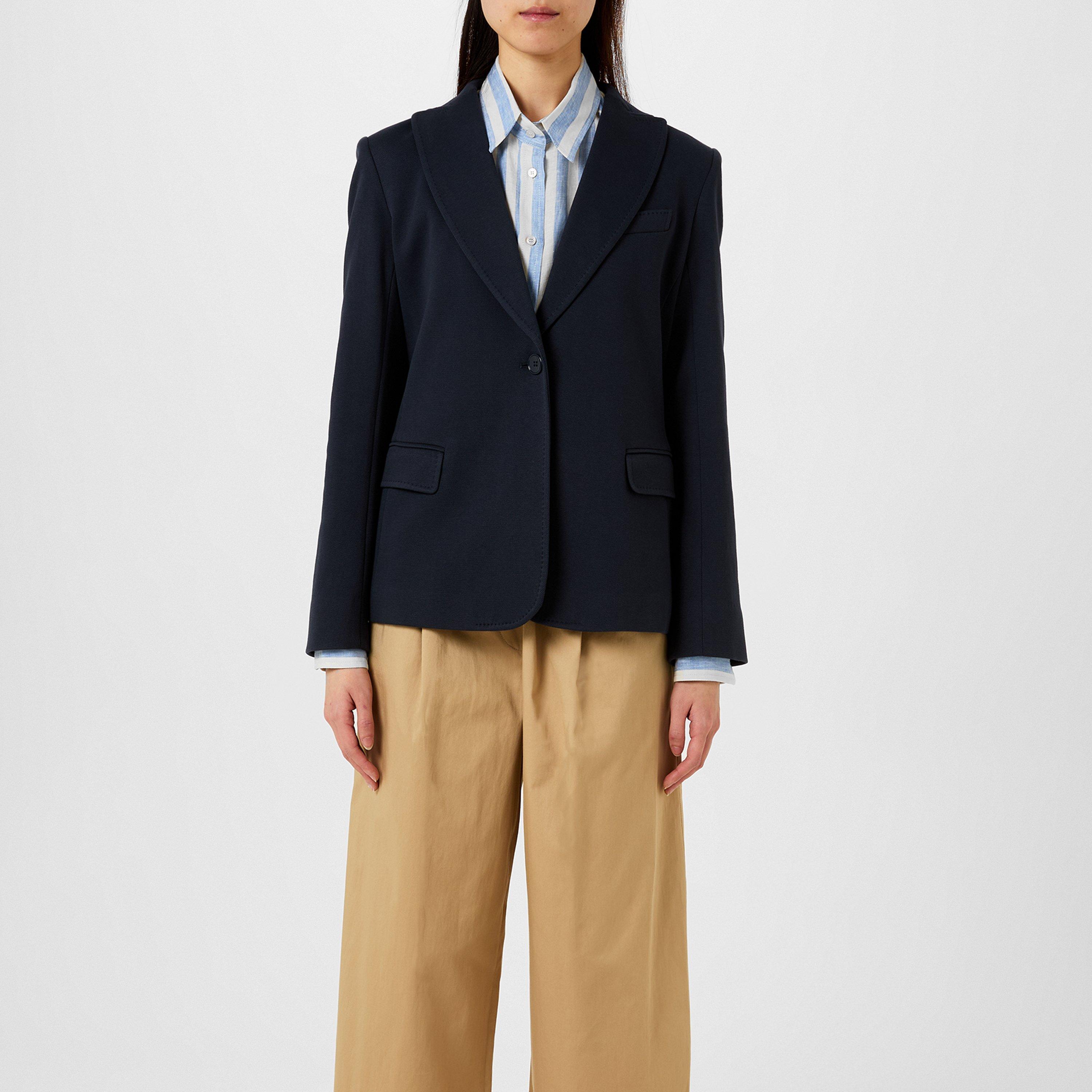 Navy 002 - Weekend Max Mara - Women's Rosetta Tailored Structured Blazer - 1