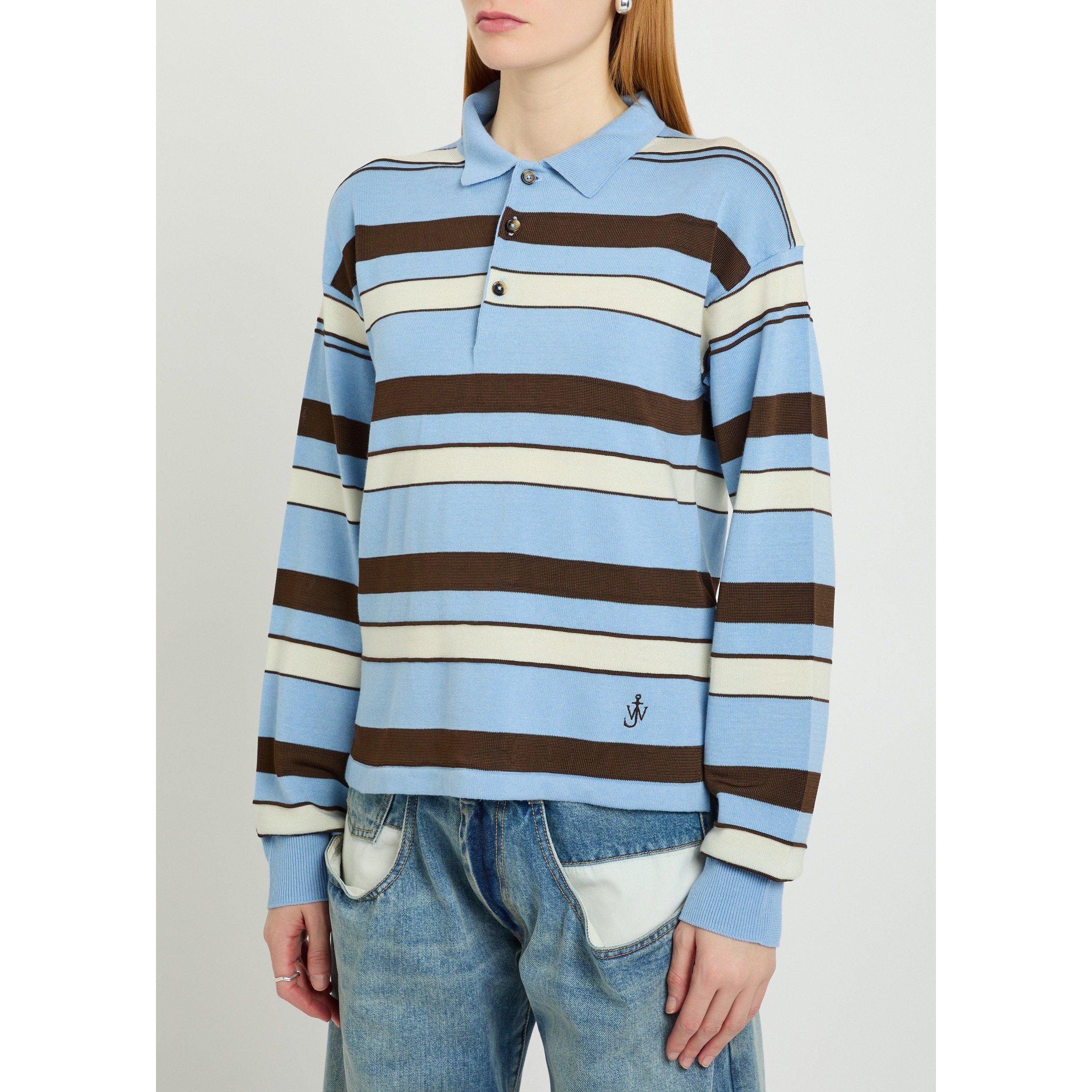 BLUE AND OTHER - JW Anderson - Women's Striped Cotton Wool Long-Sleeve Rugby Polo - 2