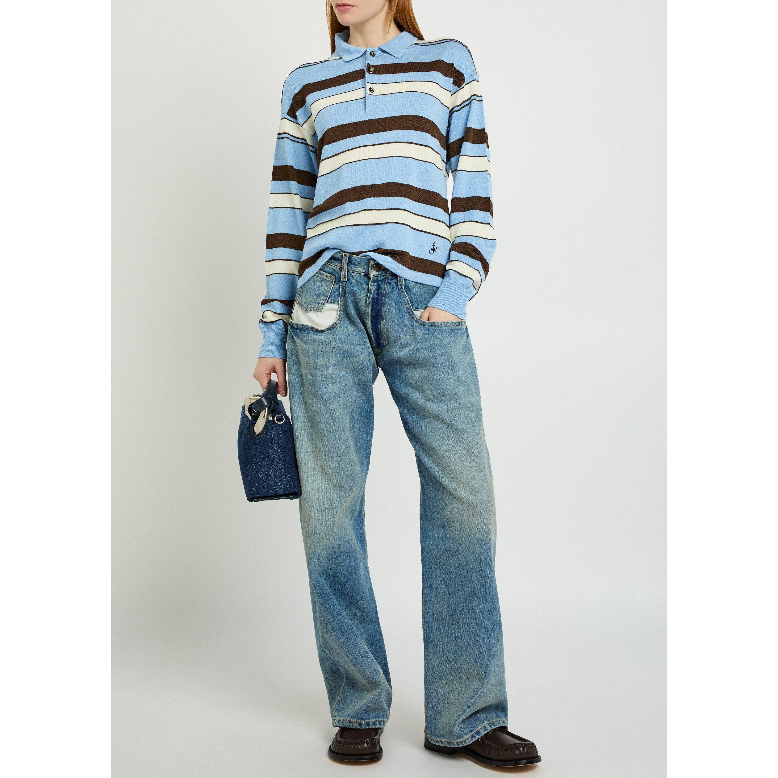 BLUE AND OTHER - JW Anderson - Women's Striped Cotton Wool Long-Sleeve Rugby Polo - 5
