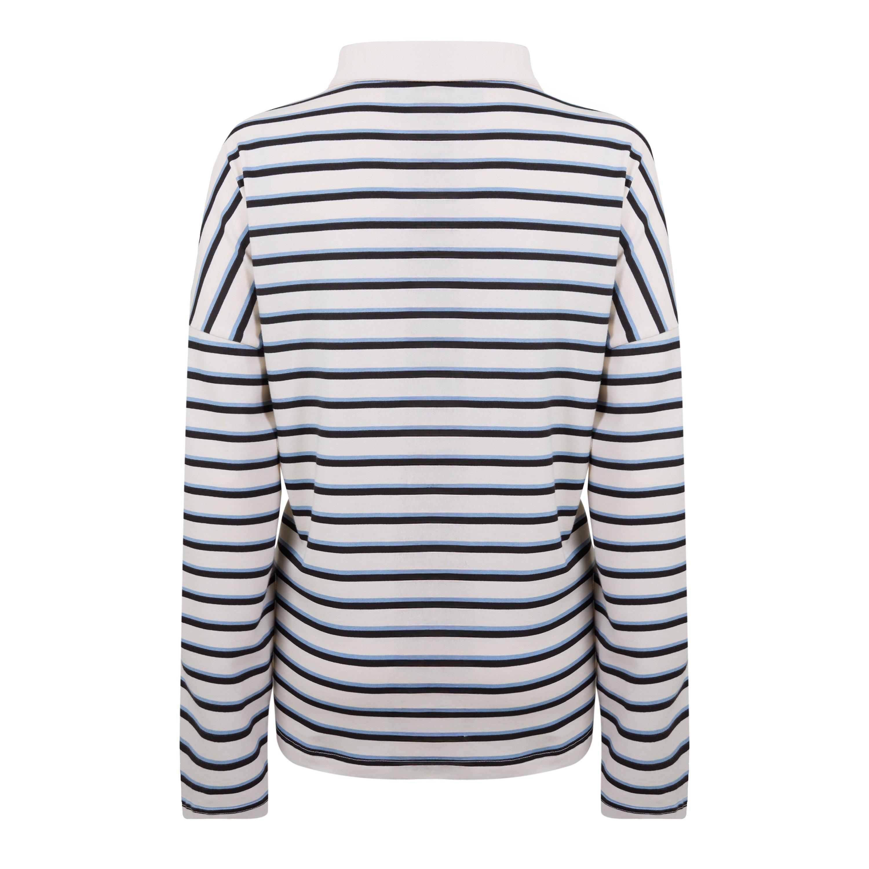 IVORY - TALA - Women's Striped Cotton Long-Sleeve Oversized-Fit Rugby Polo - 2