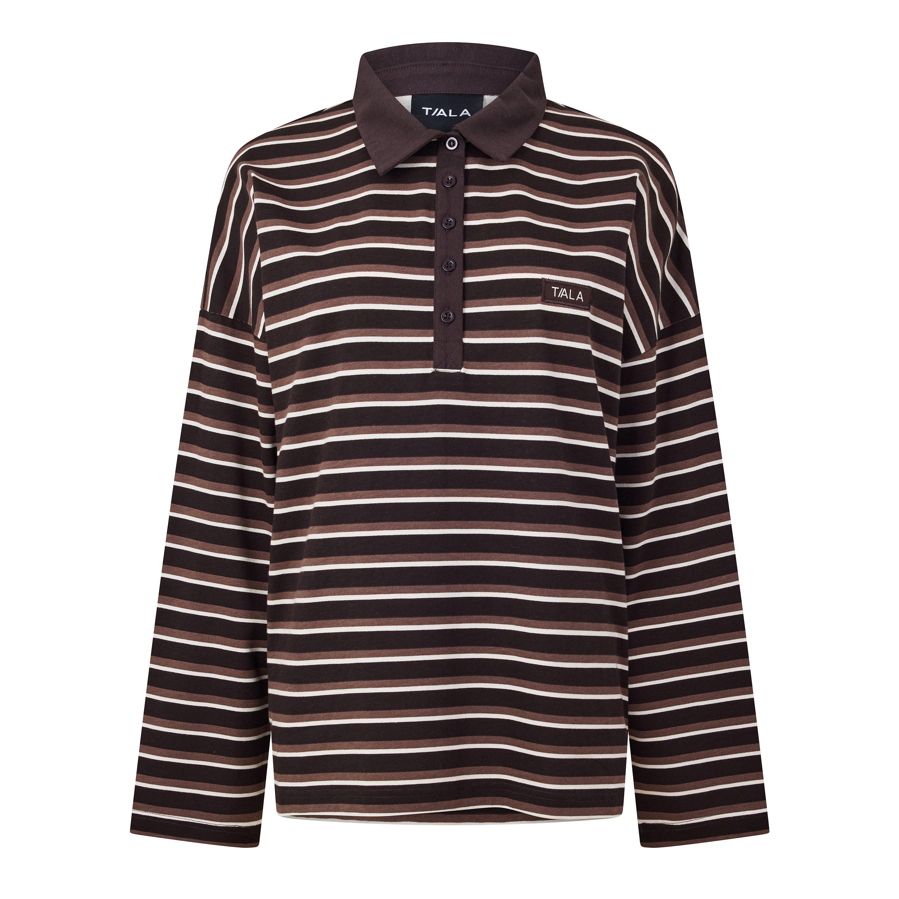 BROWN - Tala - T LS RUGBY STRIPE POLO - 1