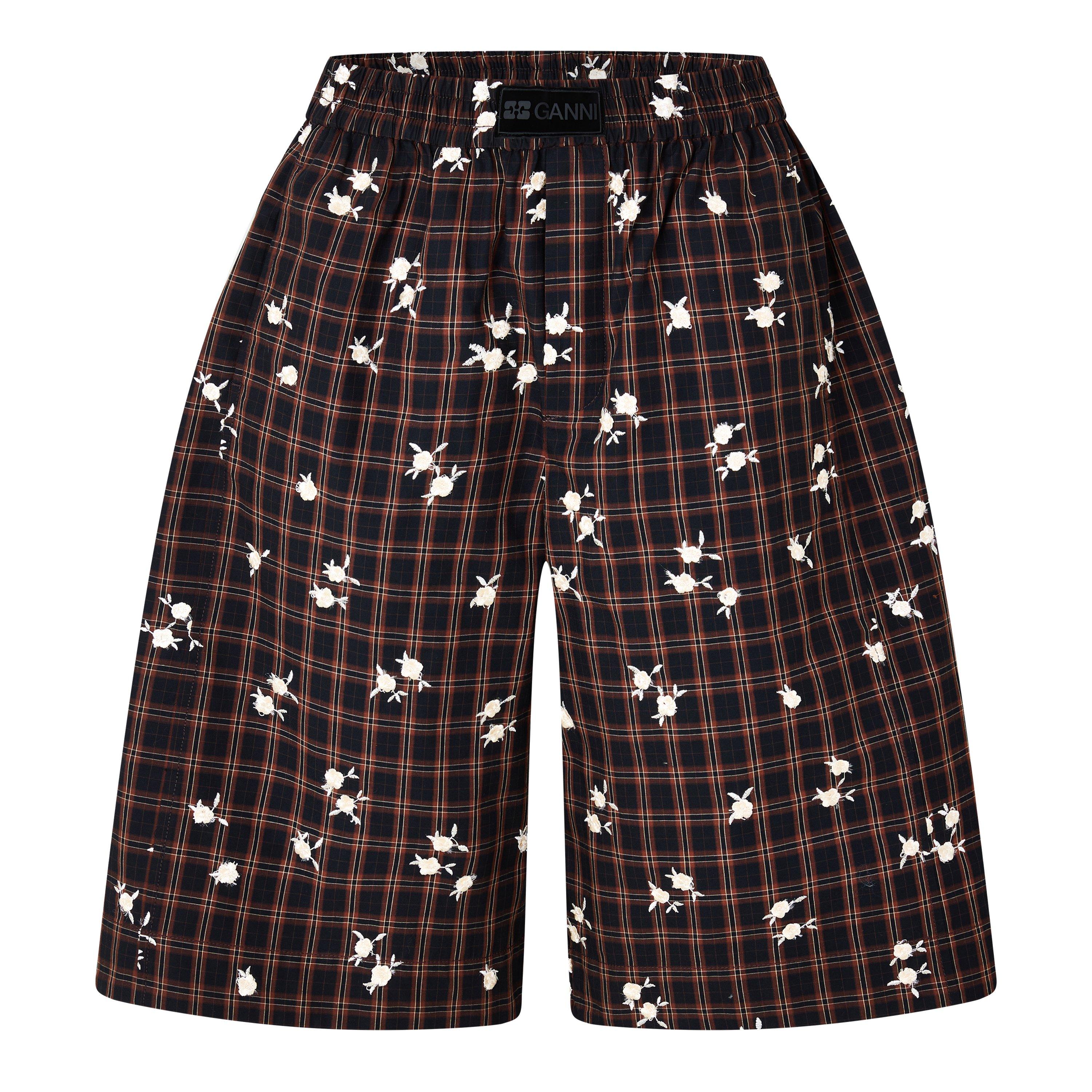 Brown - Ganni - Women's Flower Tailored Shorts - 1