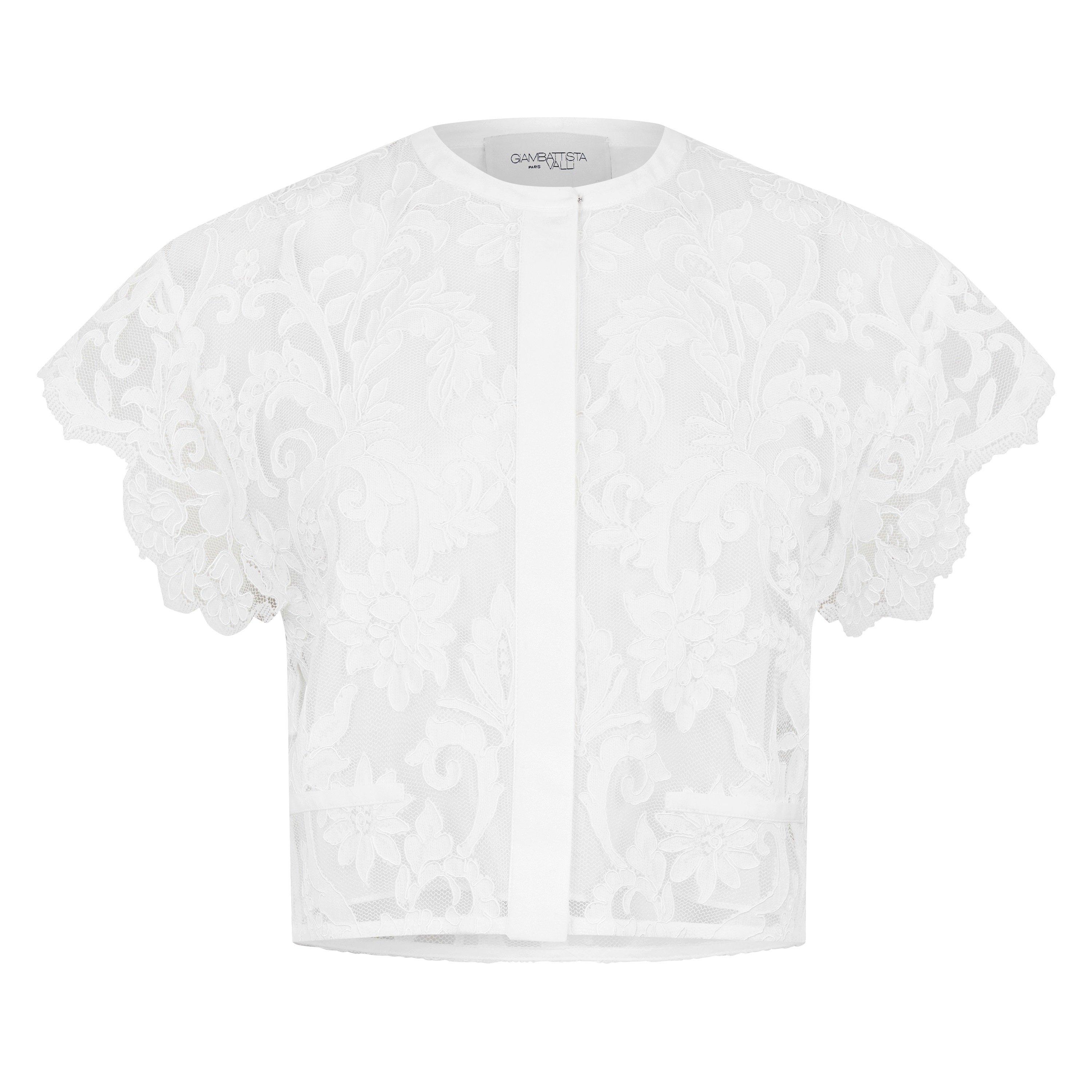White - Giambattista Valli - Women's Lace Short-Sleeve Blouse - 1