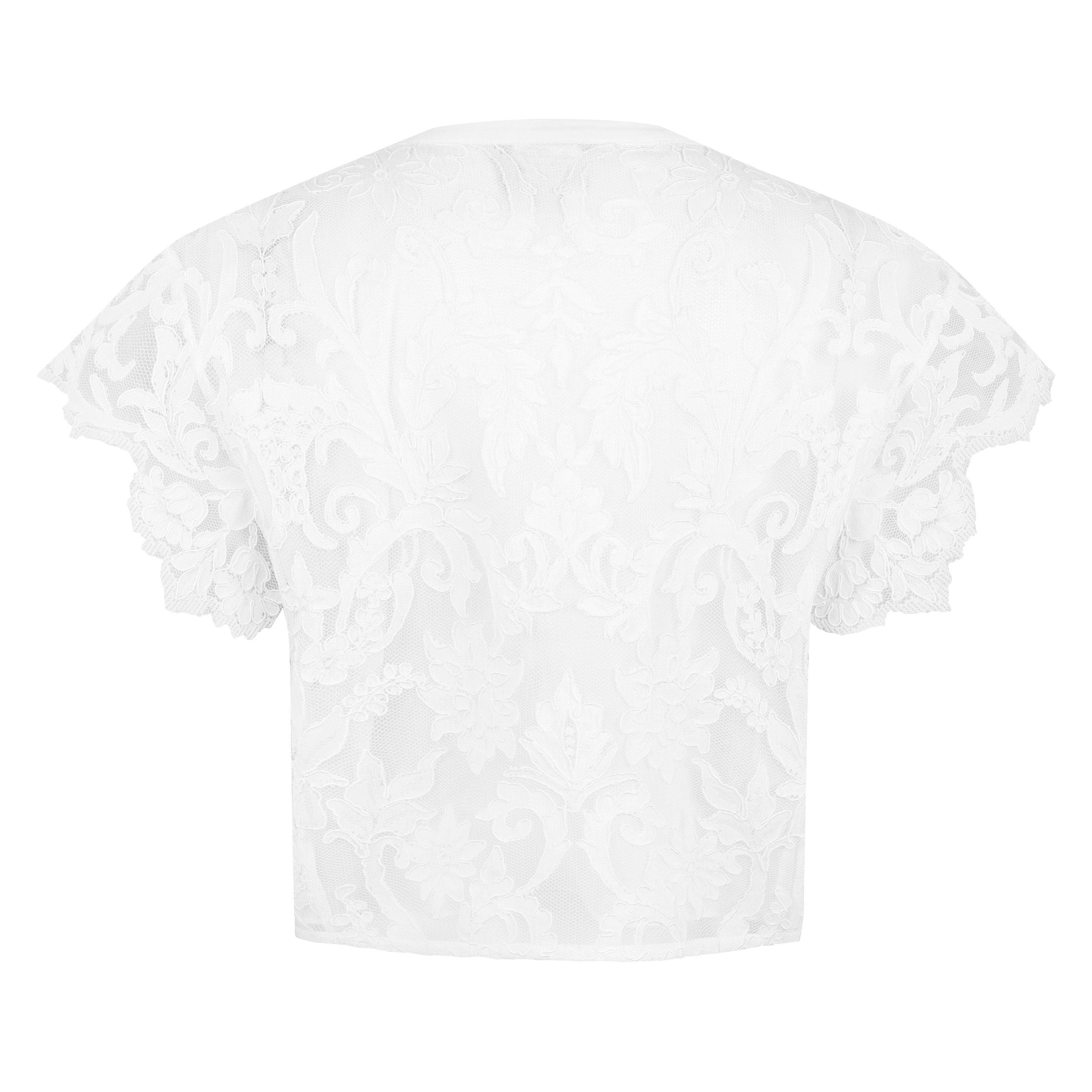 White - Giambattista Valli - Women's Lace Short-Sleeve Blouse - 2
