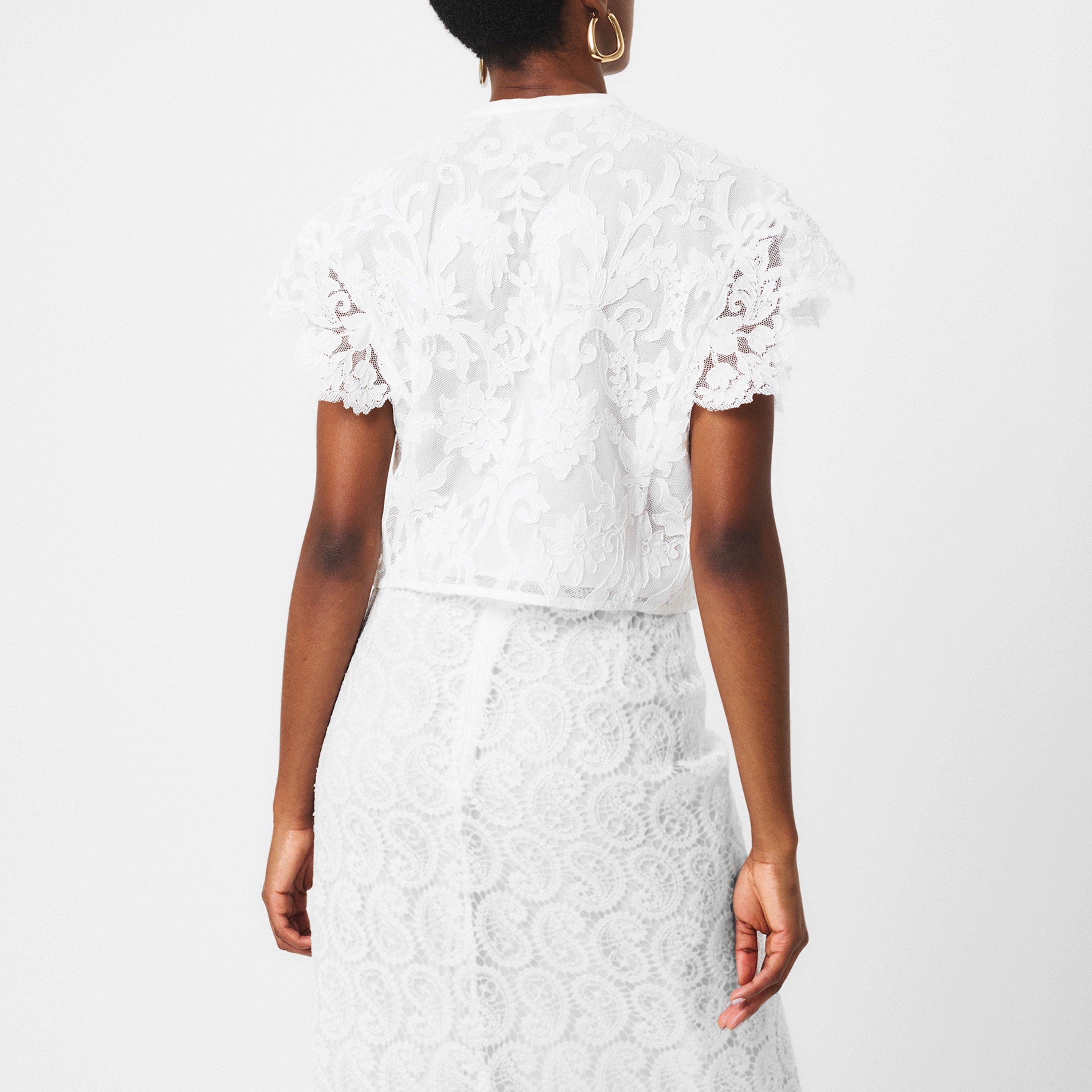 White - Giambattista Valli - Women's Lace Short-Sleeve Blouse - 4