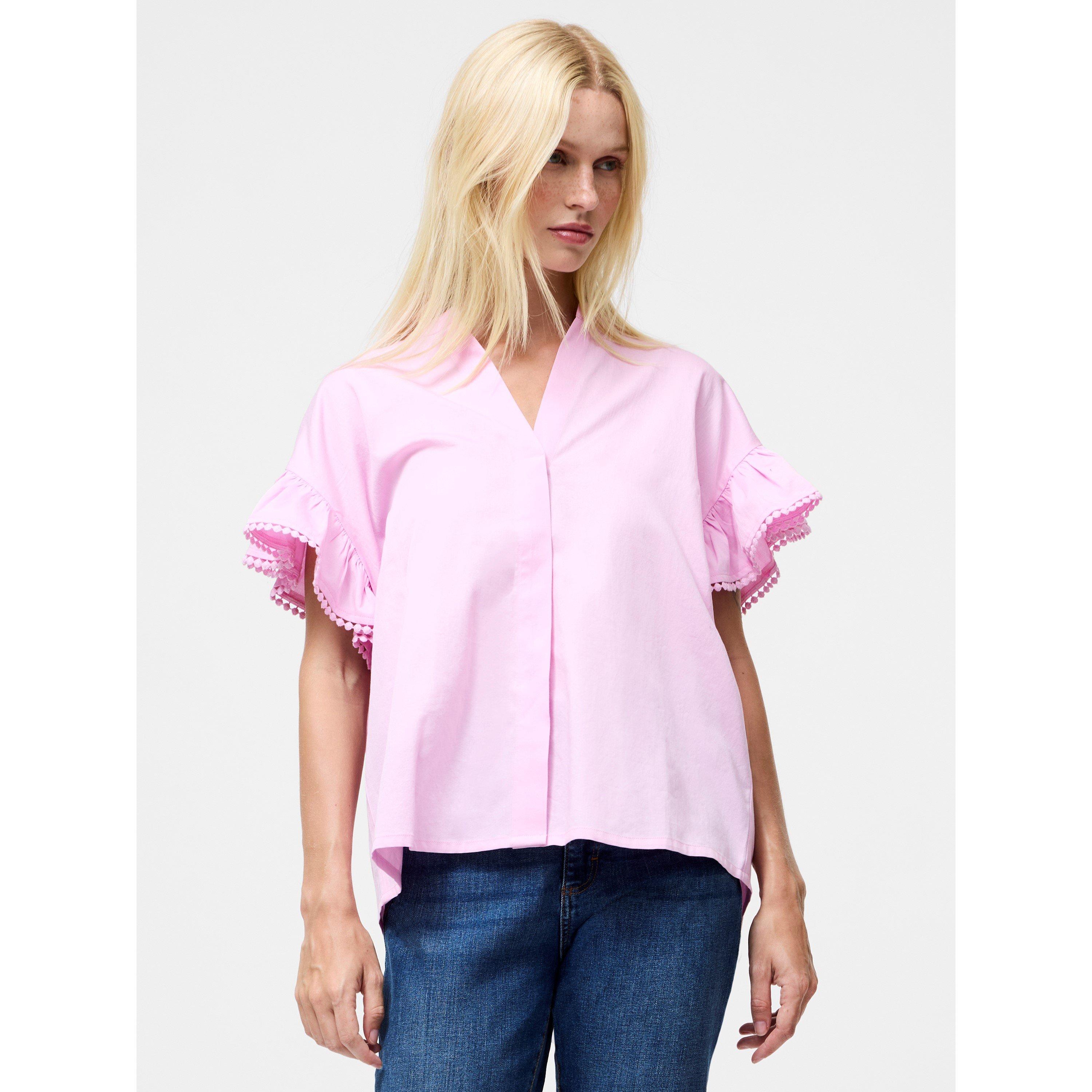 Pink - French Connection - Women's Ruffle Short-Sleeve Blouse - 2