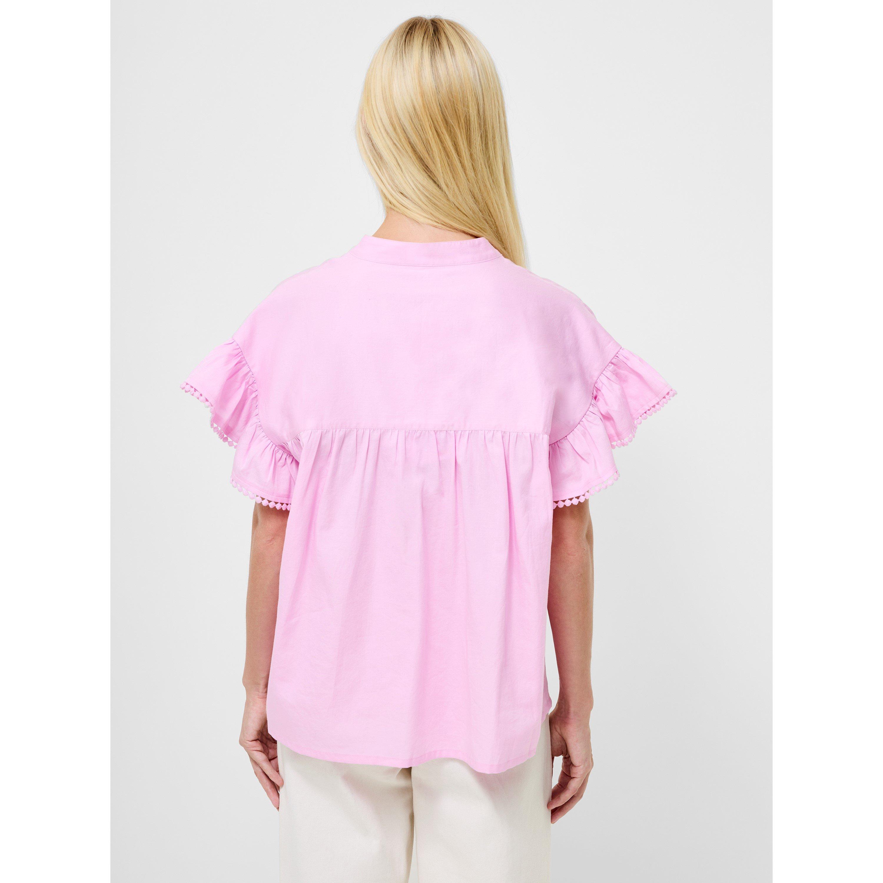 Pink - French Connection - Women's Ruffle Short-Sleeve Blouse - 3