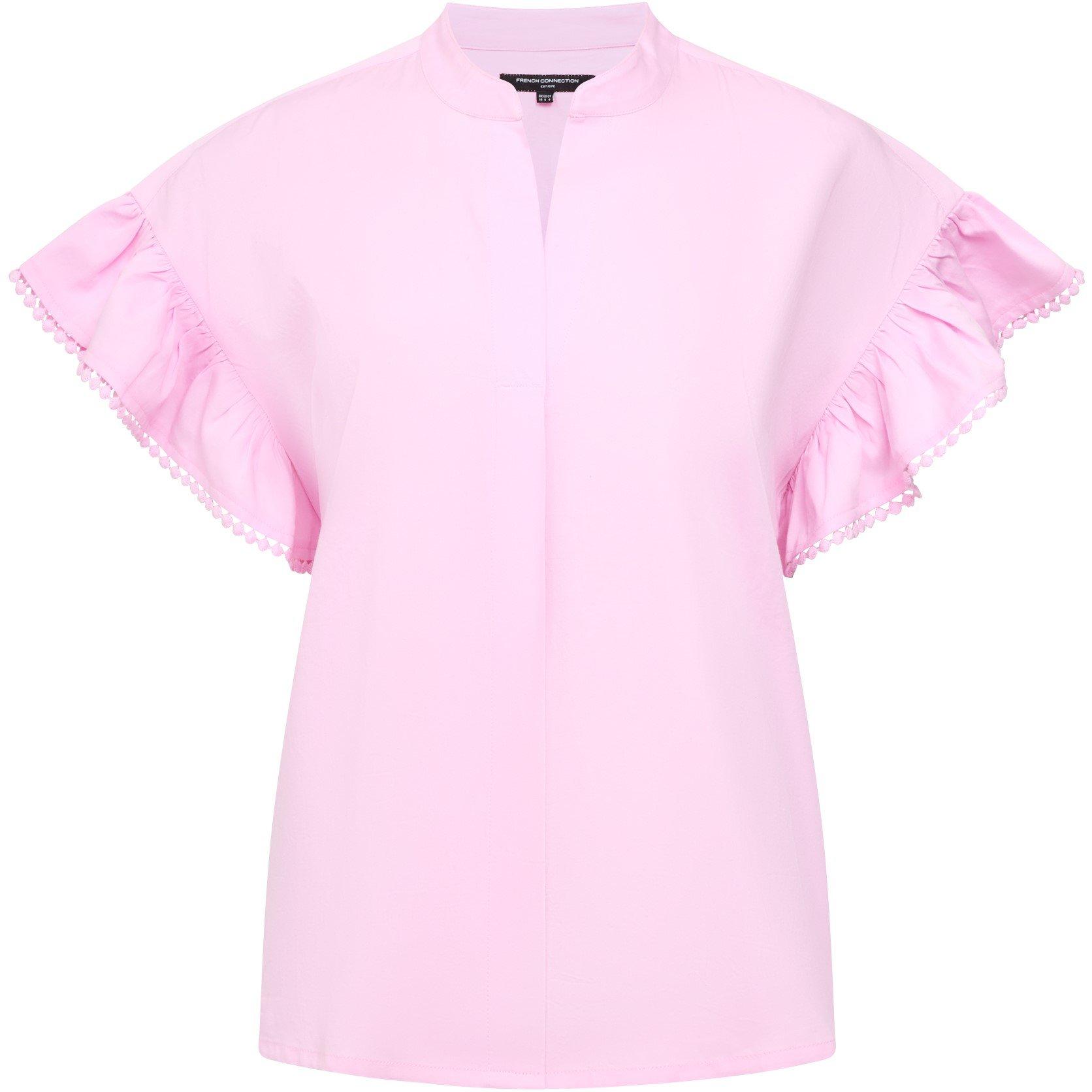 Pink - French Connection - Women's Ruffle Short-Sleeve Blouse - 4