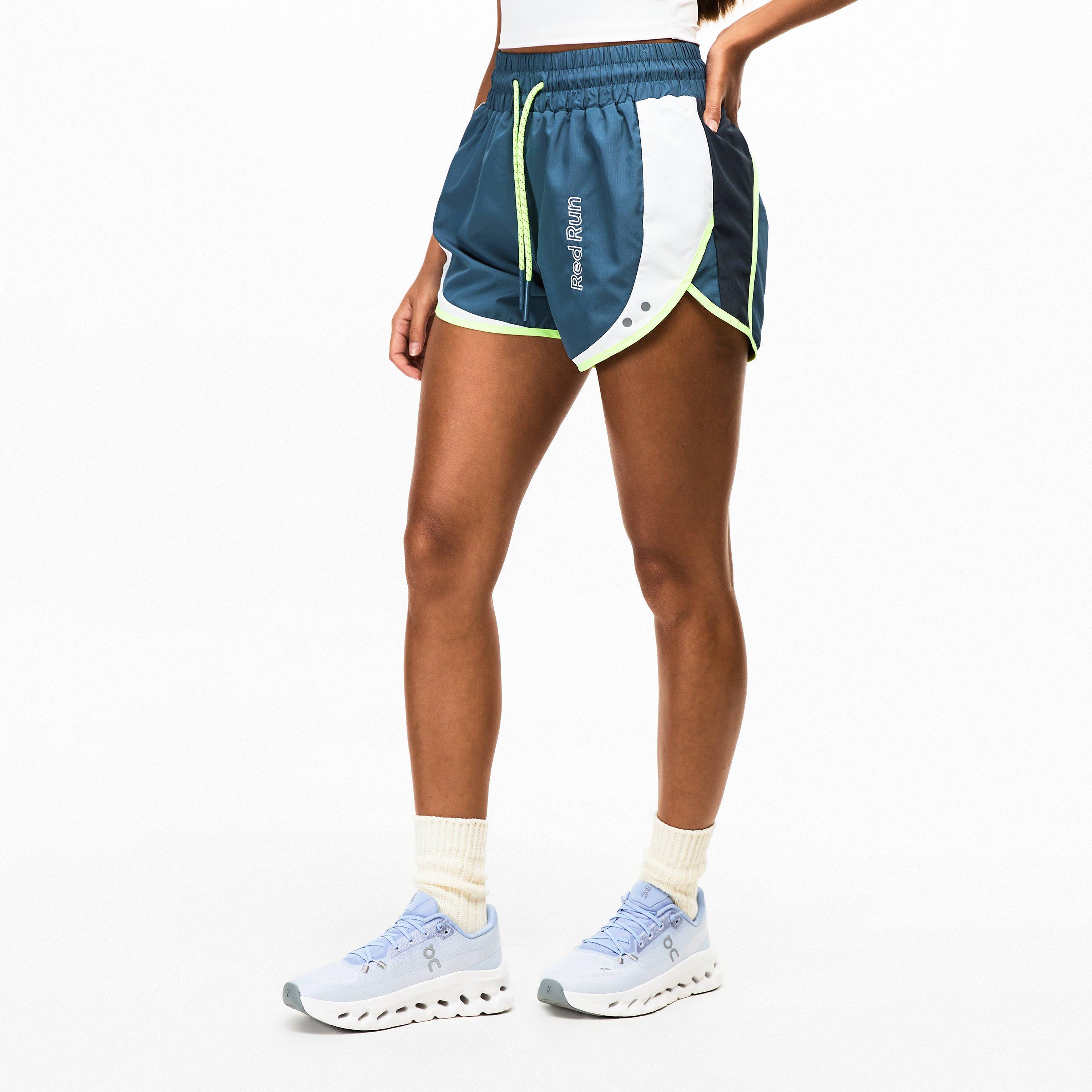 Charcoal - Red Run - Womens Colourblock Running Shorts - 3