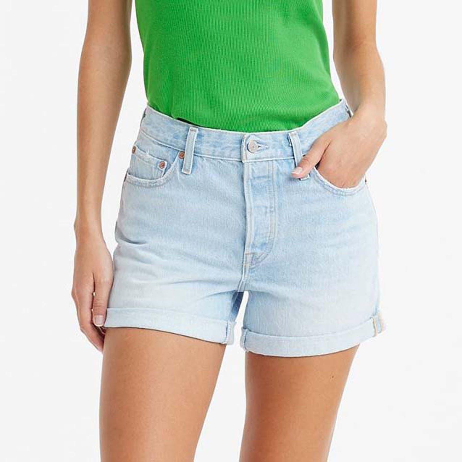 Blue - Levis - Levis 501 Rolled Short Glaring Tailored Womens - 1