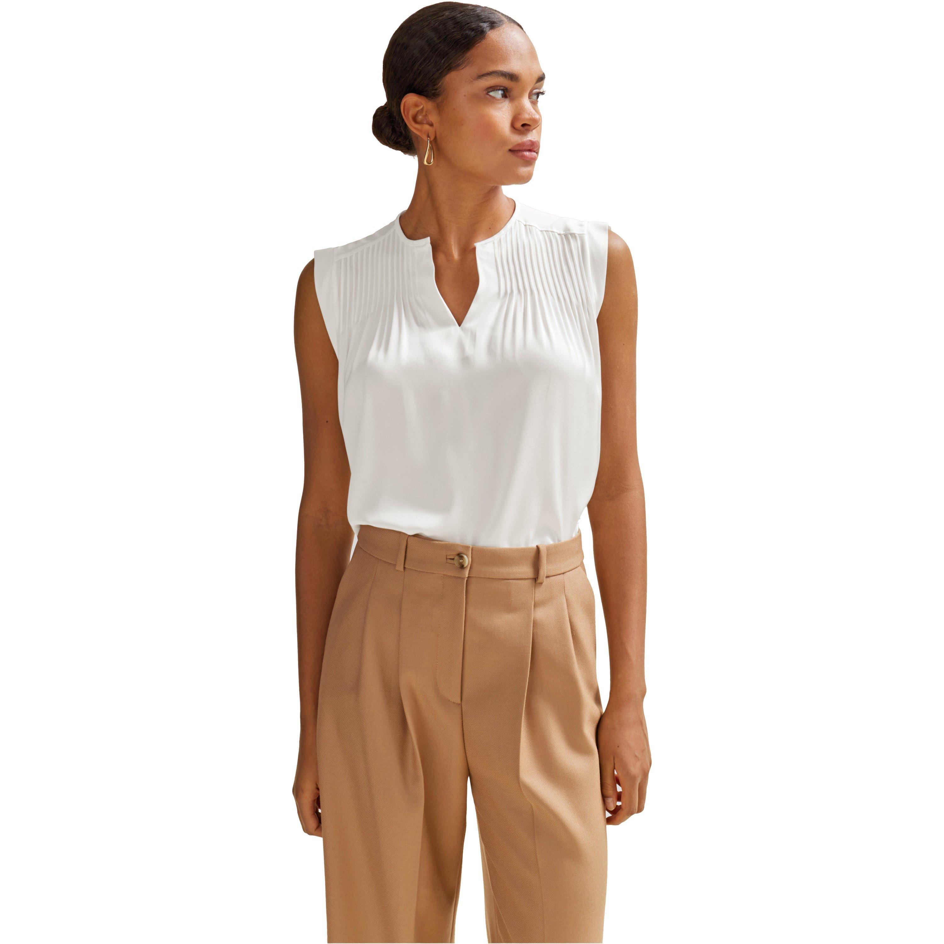 Boss Women's Binalli Short-Sleeve Blouse - Open White - 6 (XS)