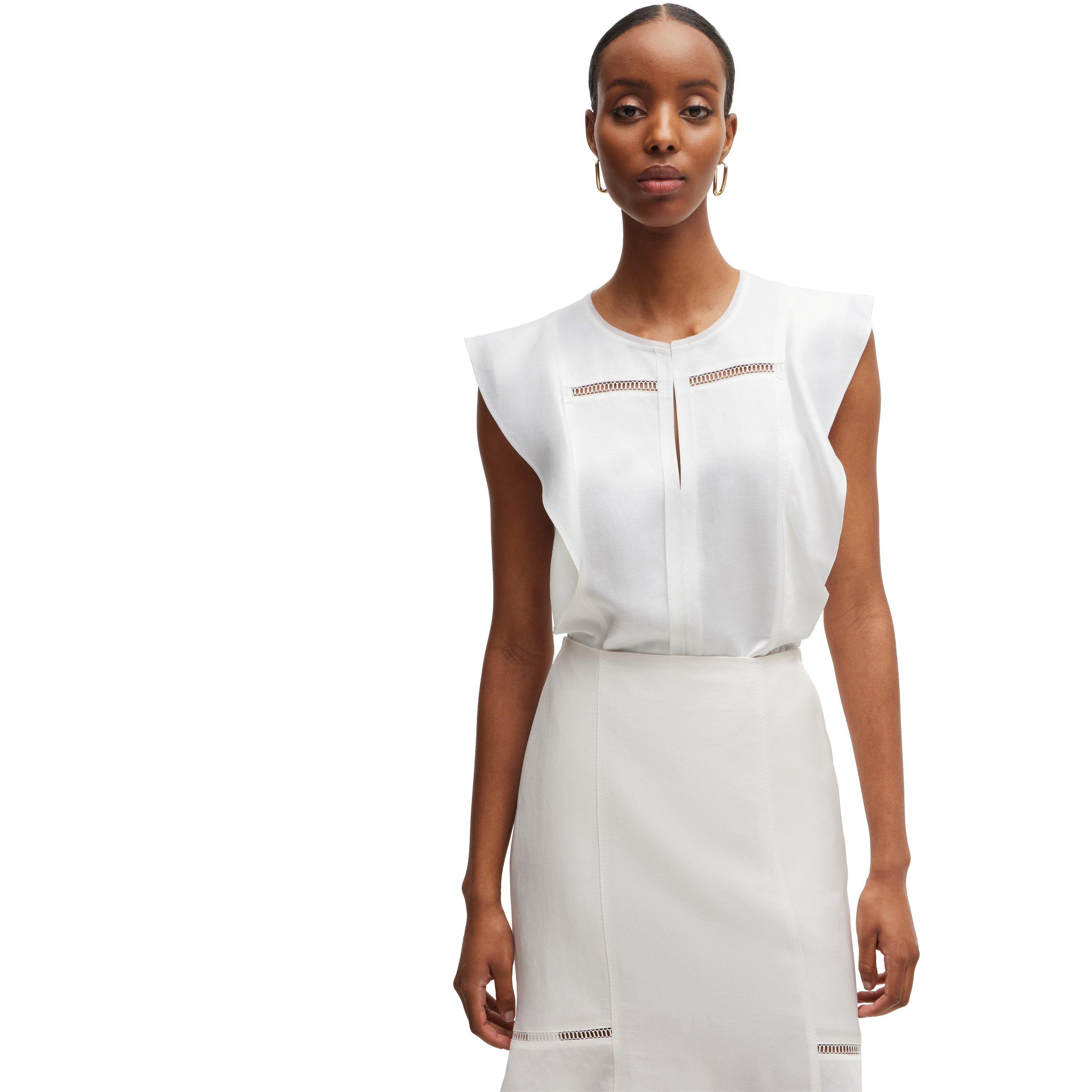 White - Boss - Women's Bileina Short-Sleeve Blouse - 1