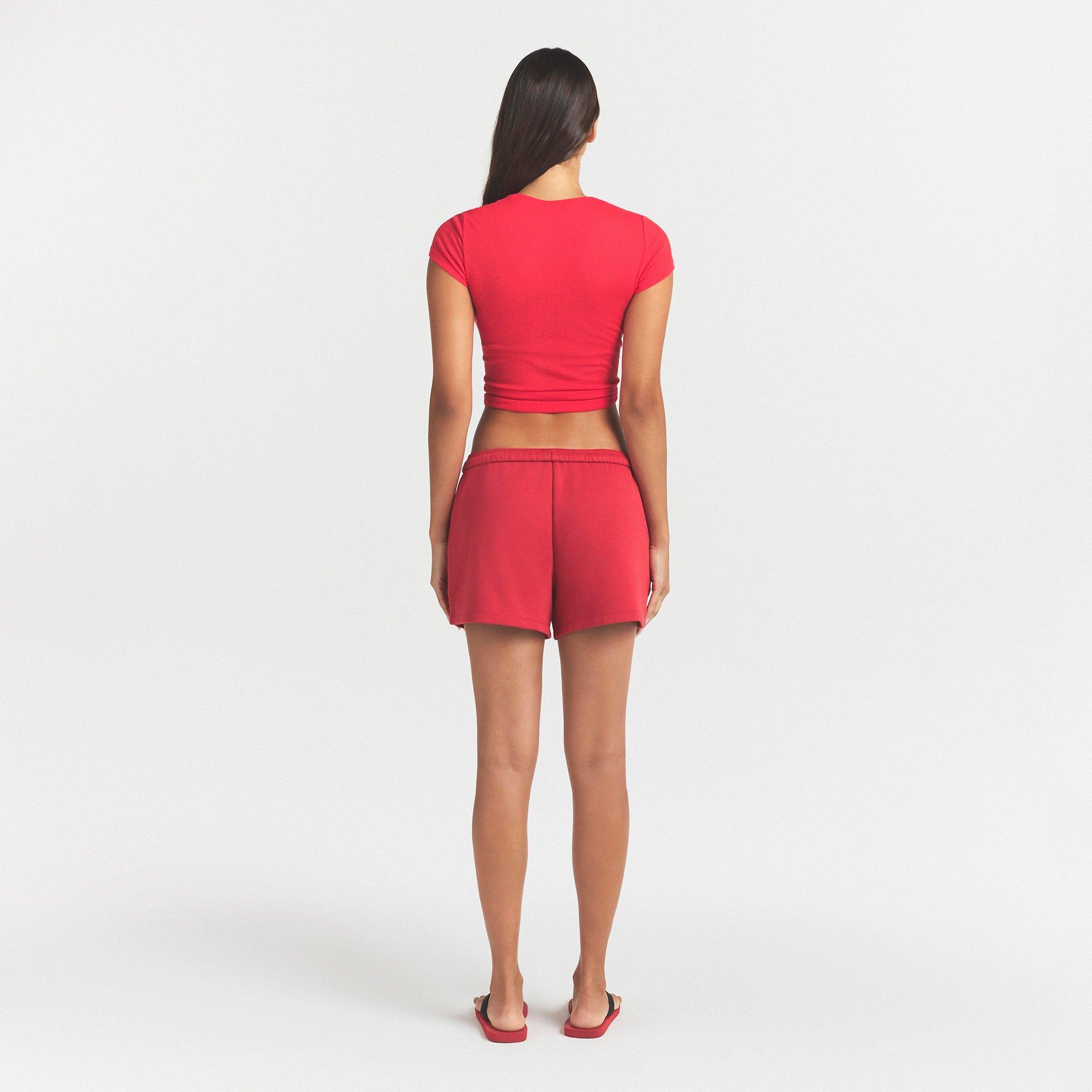 WASHED RED - SKIMS - Women's Classic Short Fleece Jogger Shorts - 3