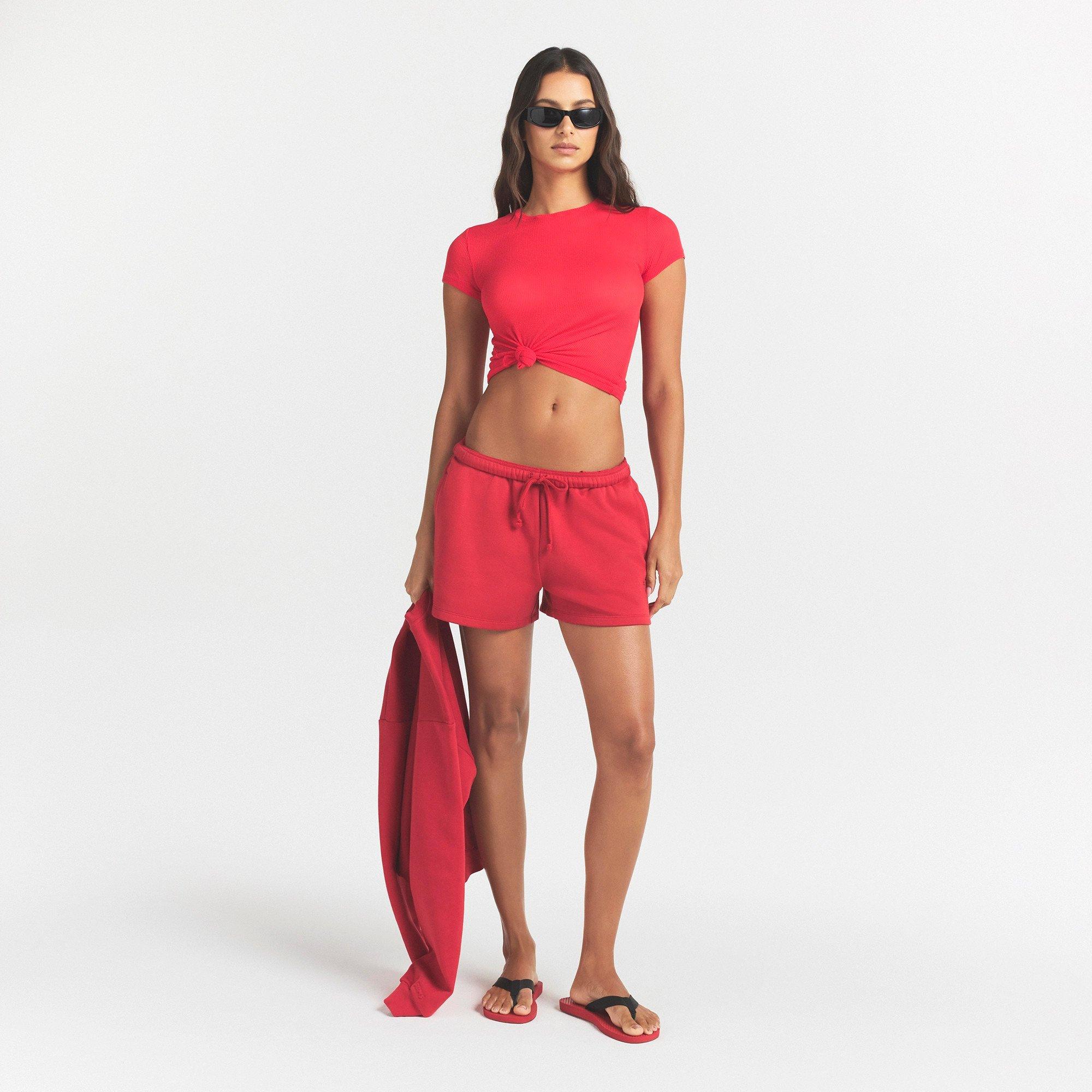WASHED RED - SKIMS - Women's Classic Short Fleece Jogger Shorts - 7
