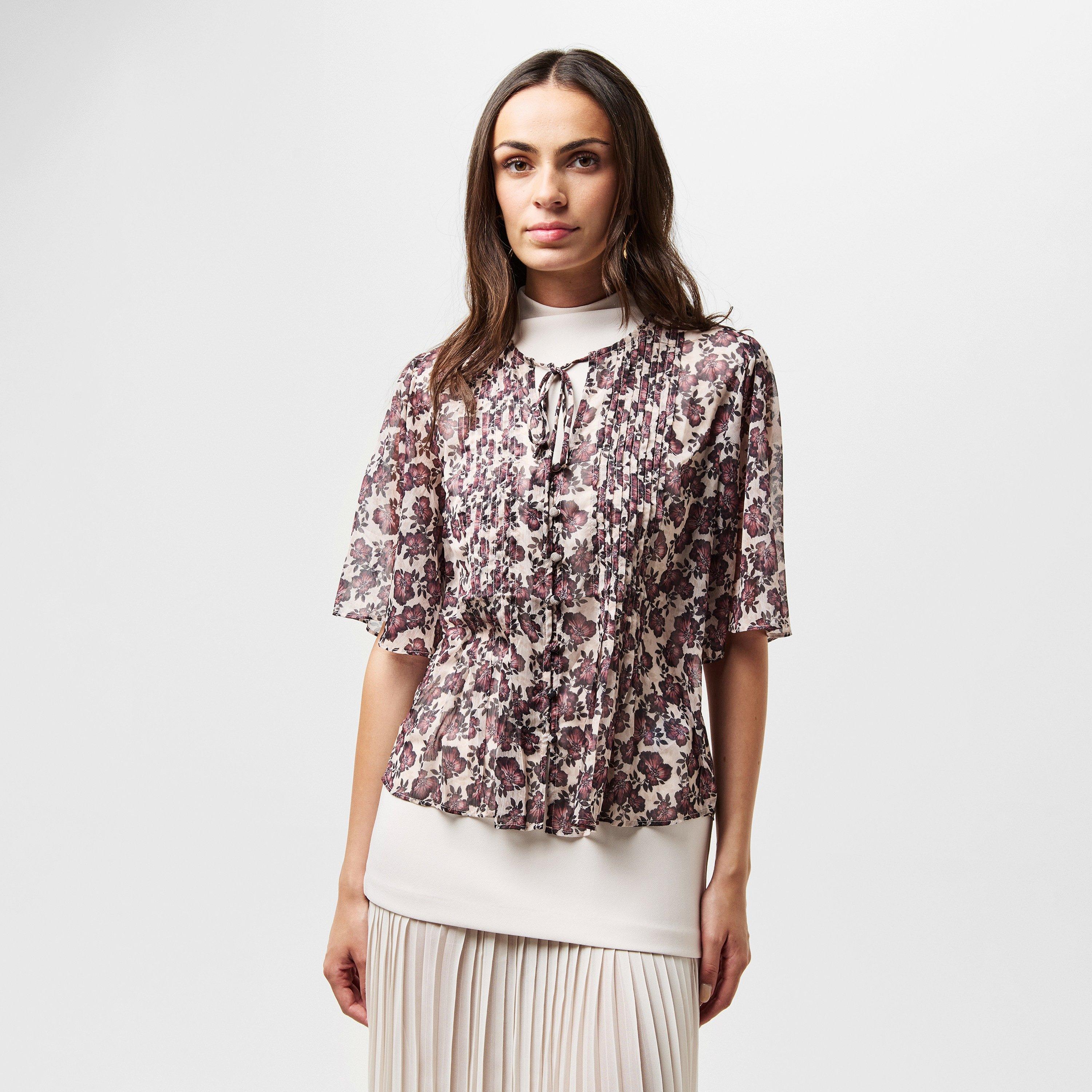 Blush Pink - French Connection - Women's FC Elyse Short-Sleeve Blouse - 3