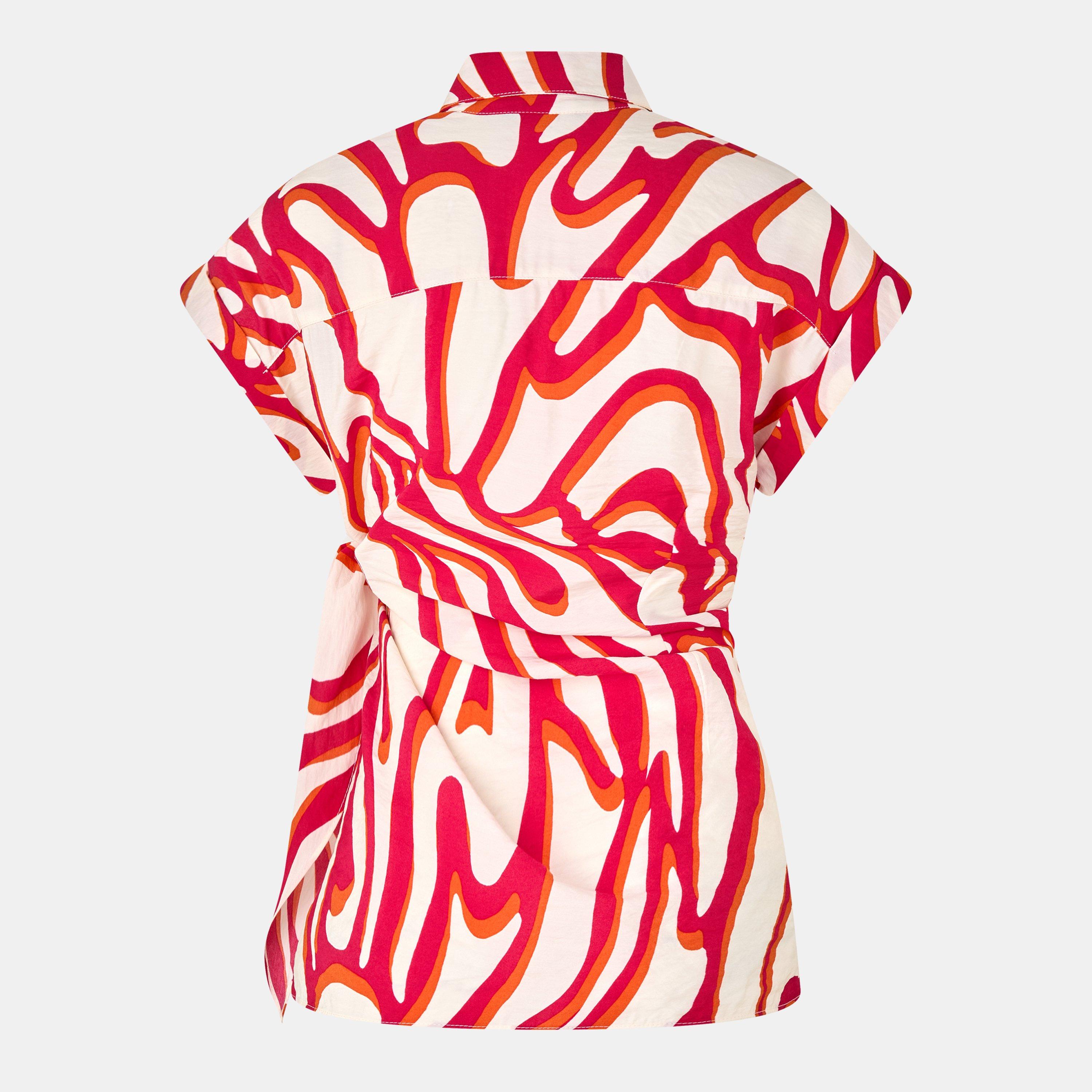 Swirl Print - Biba - Tie Cap Sleeve Shirt - 2