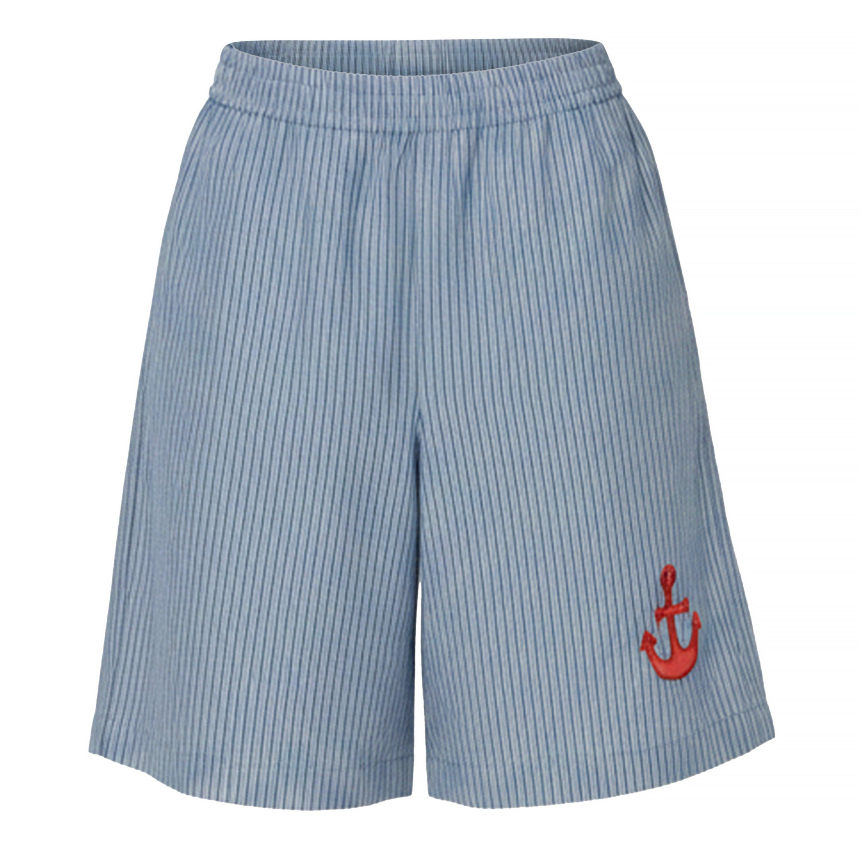 313 Blue Strip - Stella Nova - Stella Nova Striped Anchor Embroidered Shorts - Blue Stripes - 1