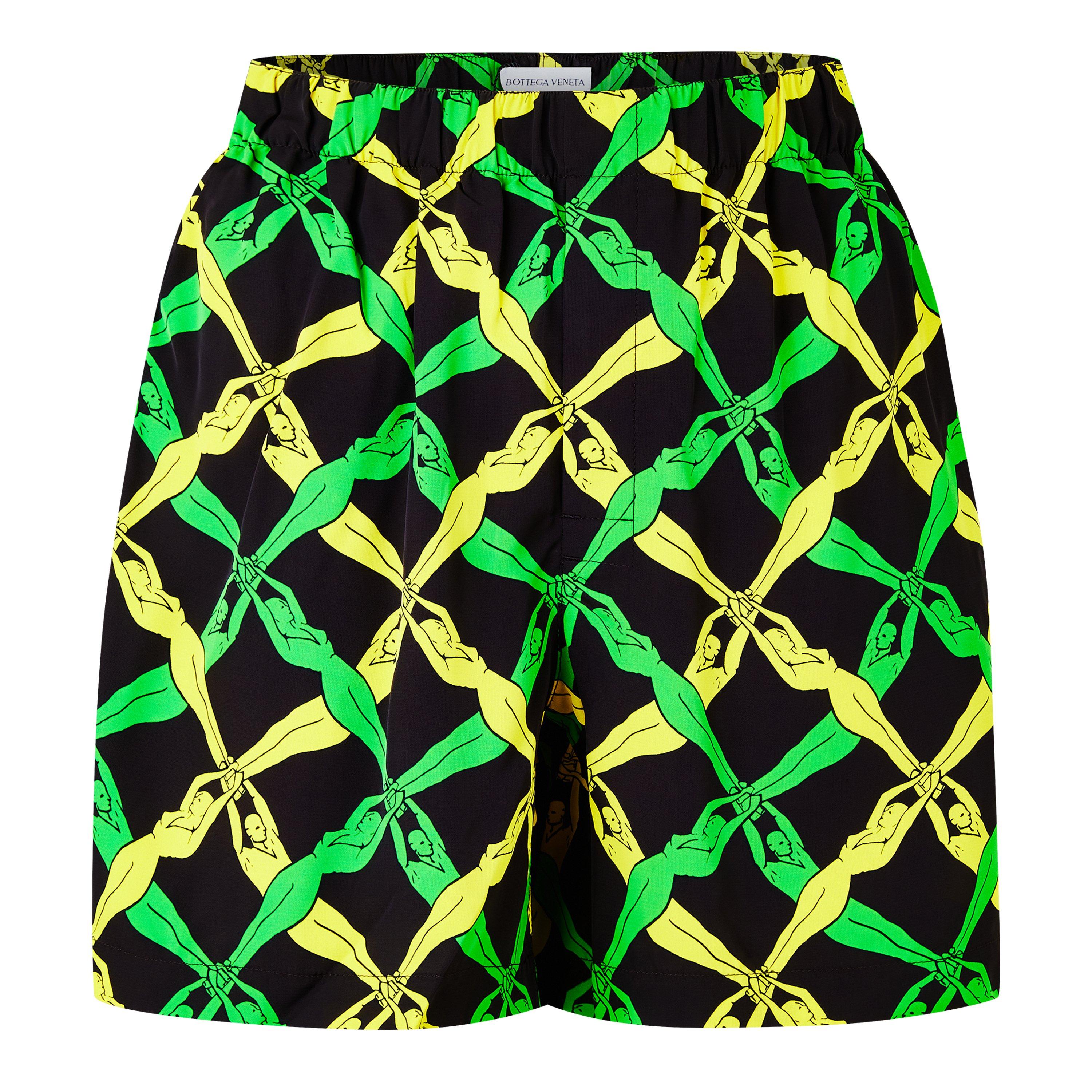 Grass/Yellow - Bottega Veneta - Women's Flat Front Tailored Shorts - 1