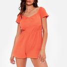 NARANJA - I Saw It First - ISAWITFIRST Crinkle Textured Short Sleeve Playsuit - 4