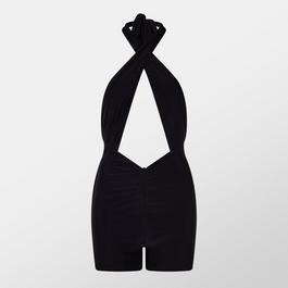 Missy Empire Double Layer Slinky Cross Over Cut Out Playsuit