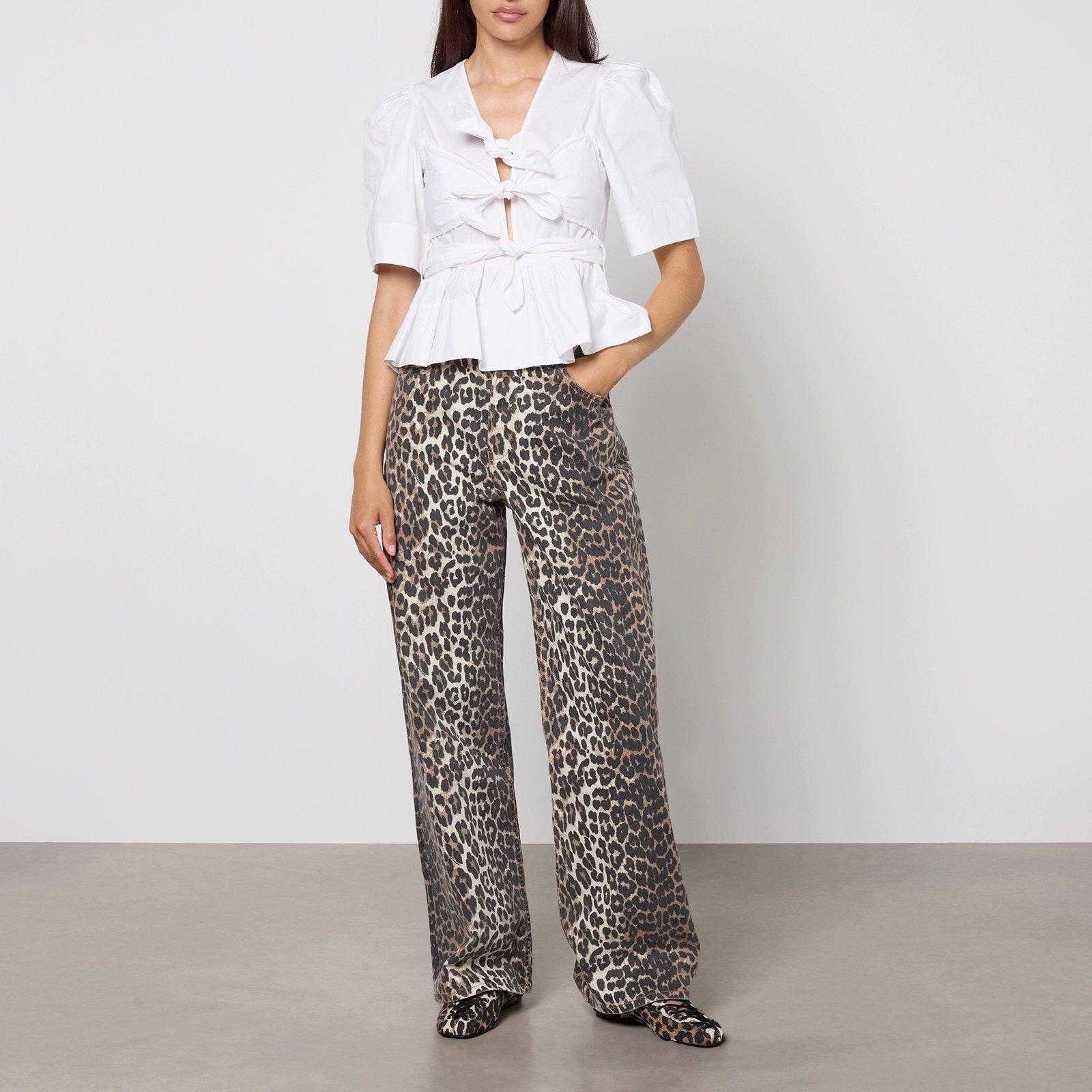 Bright White - Ganni - Women's Tie Strap Short Sleeve Blouse - 4