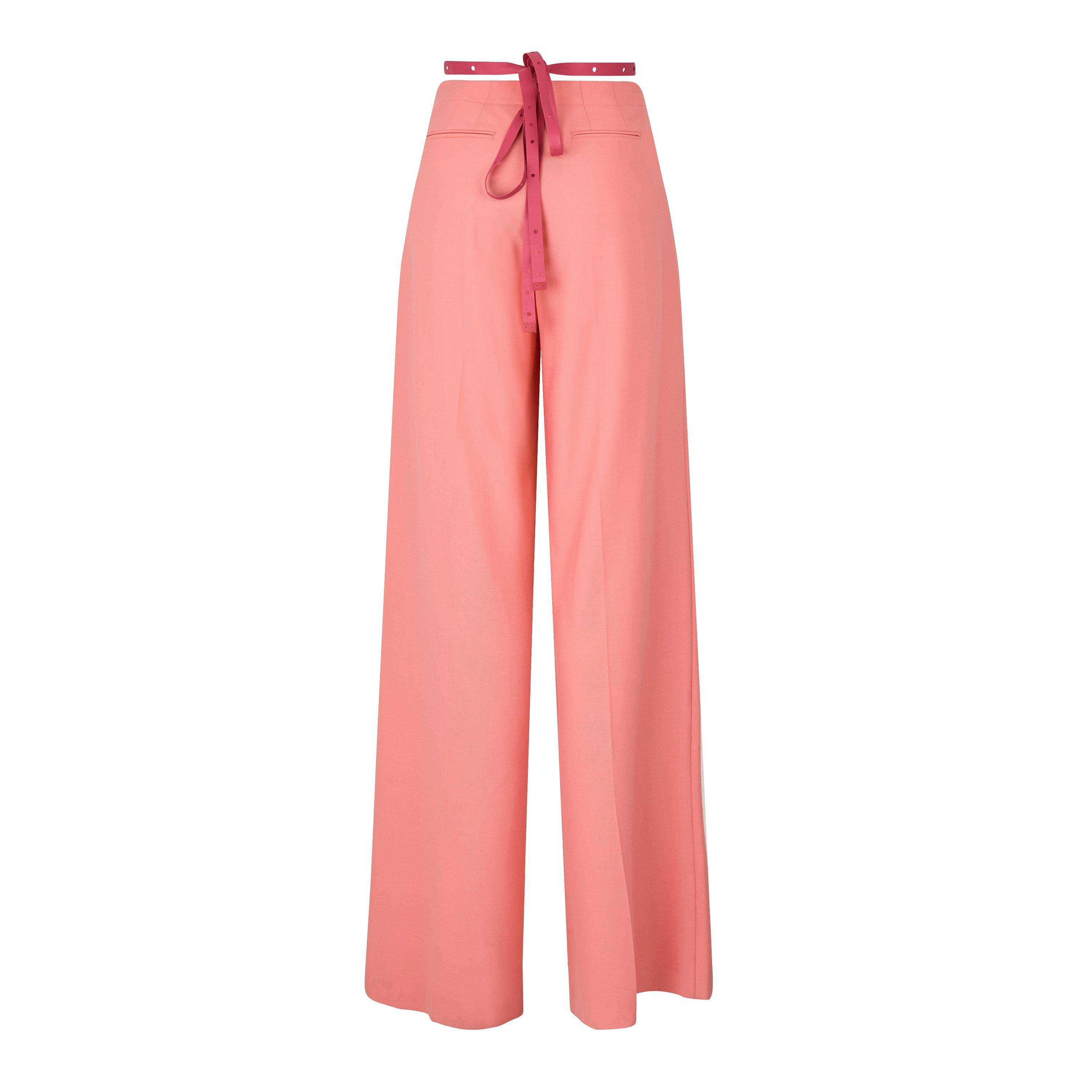 Pink - Off White - Women's Casual Slim Fit Trousers - 2