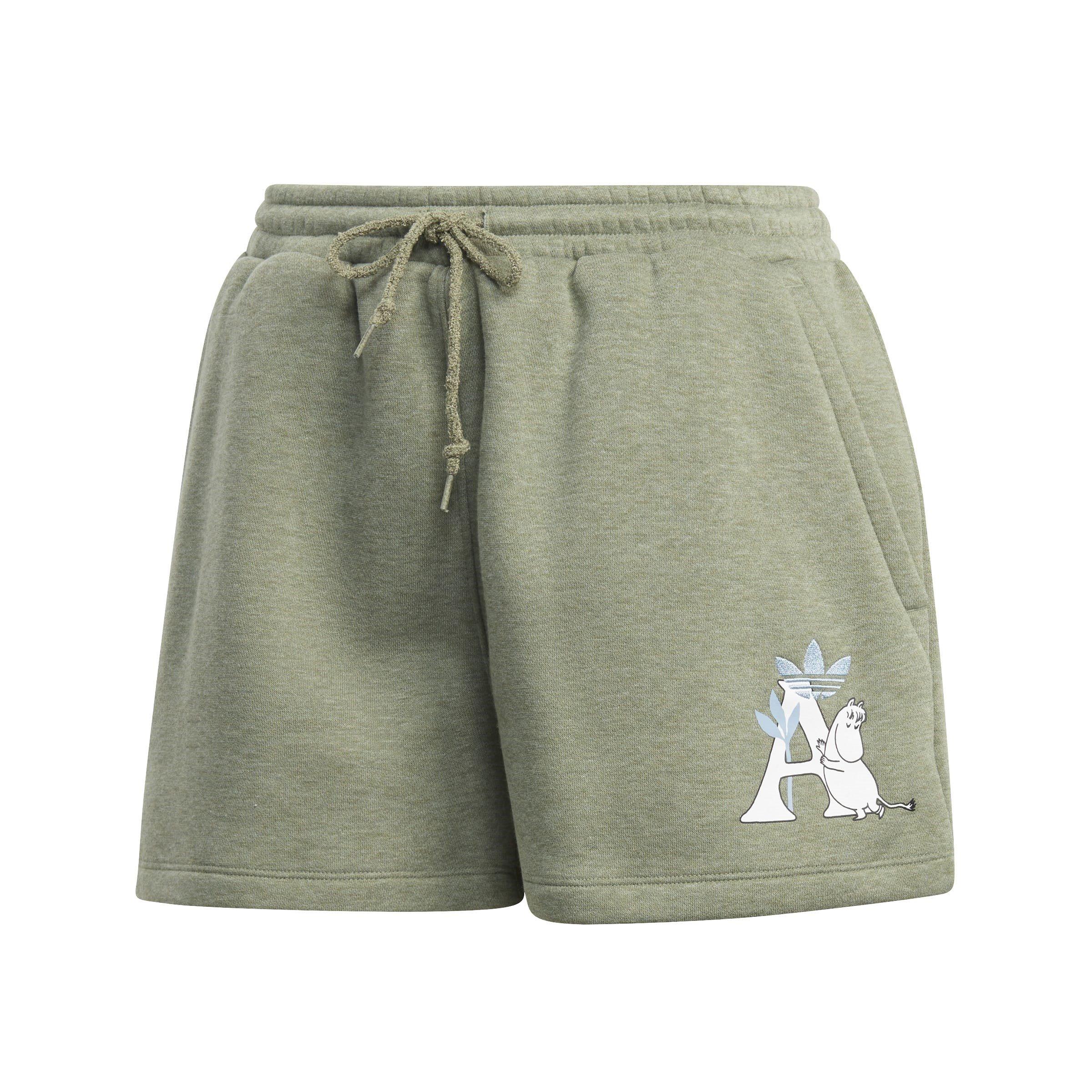 Green - adidas Originals - Women's Moomin Fleece Jogger Shorts - 1