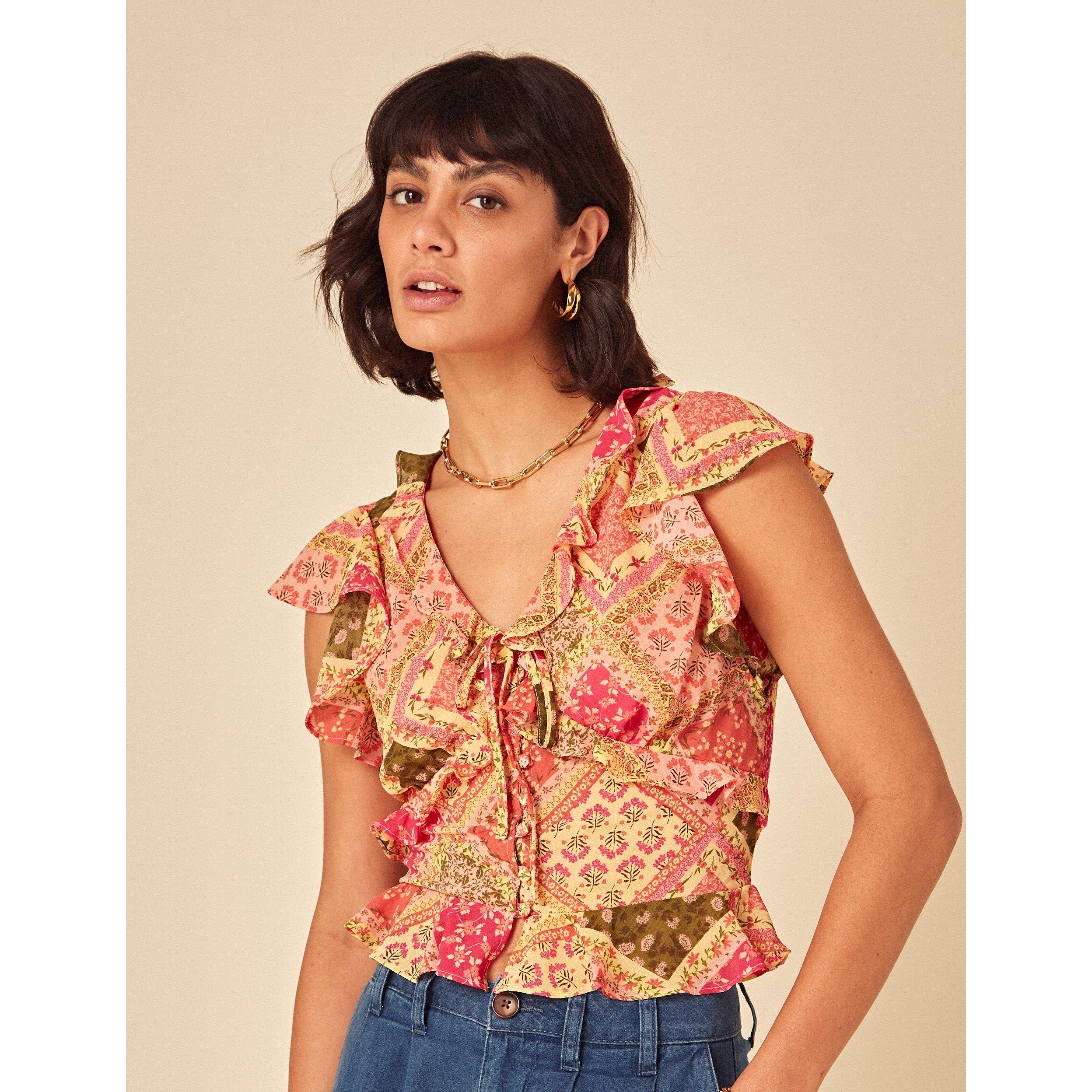 Multi - Nobodys Child - Women's Marigold Short Sleeve Blouse - 1