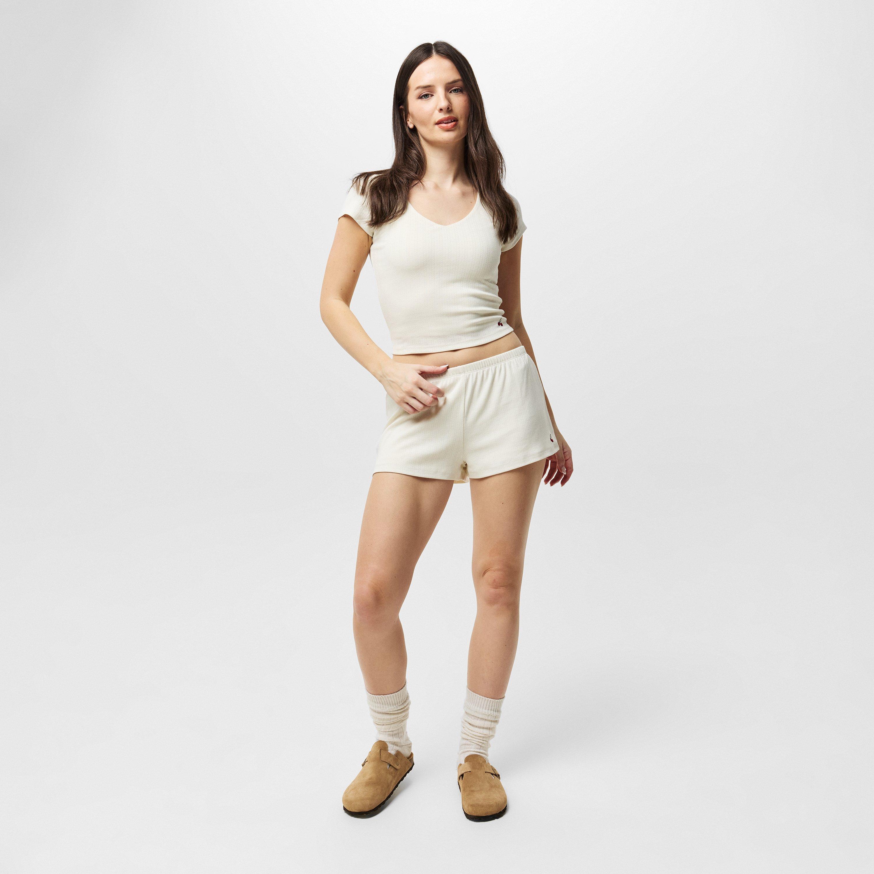 Vintage White - Jack Wills - Pointelle Fleece Jogger Shorts - 4