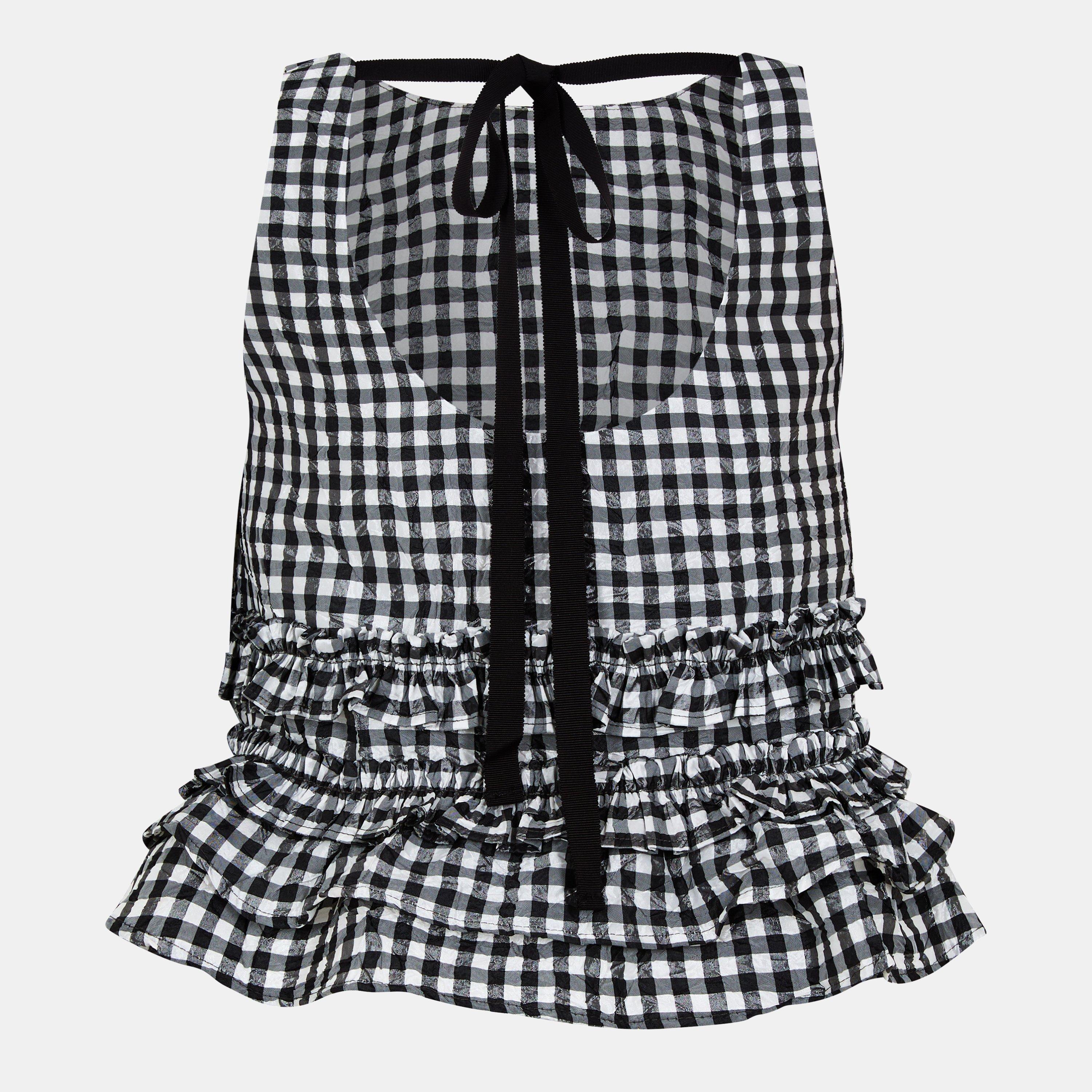 Black - Ganni - Women's Taffeta Short-Sleeve Blouse - 2