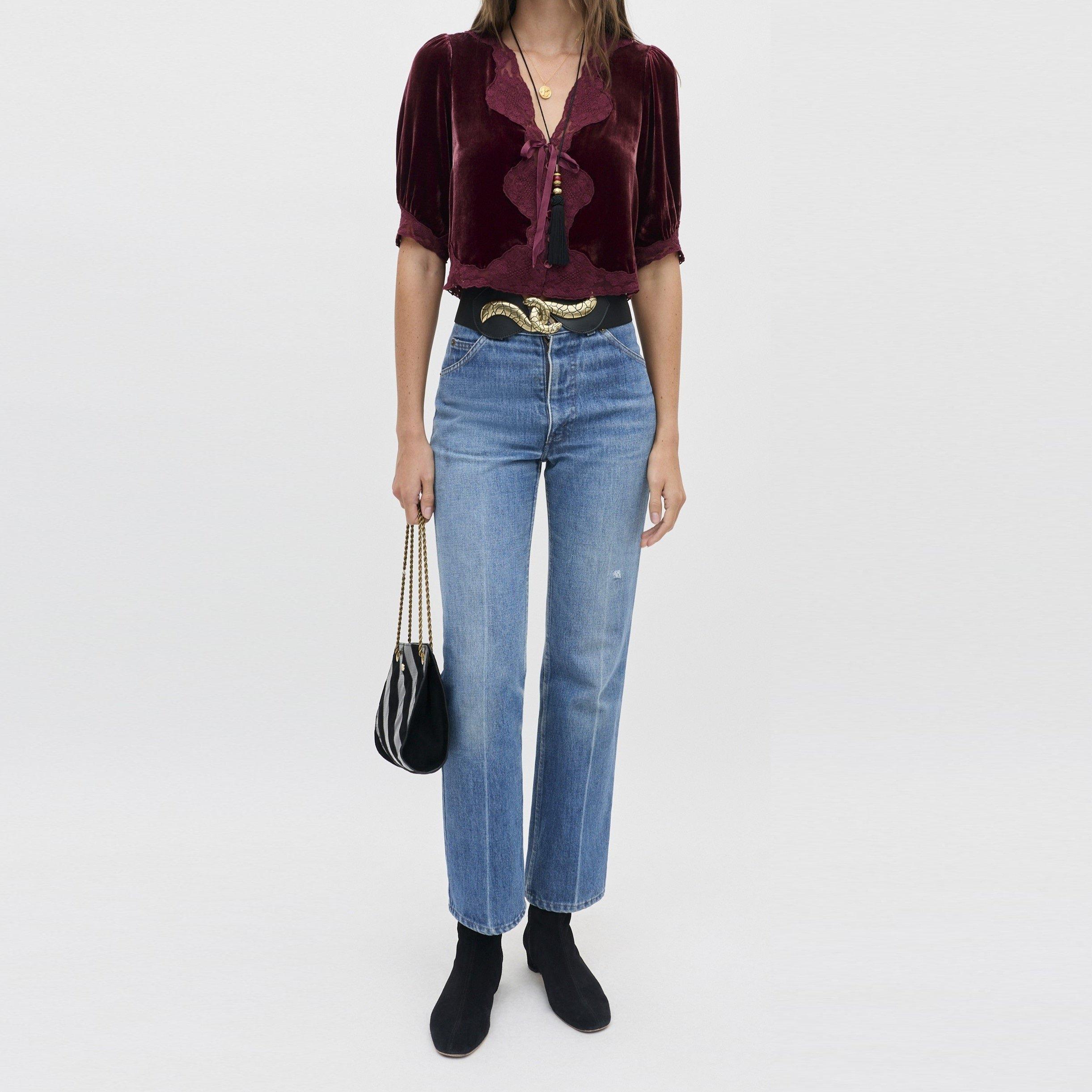 Bordeaux - RIXO - Rixo Ursula Top Ld71 - 1