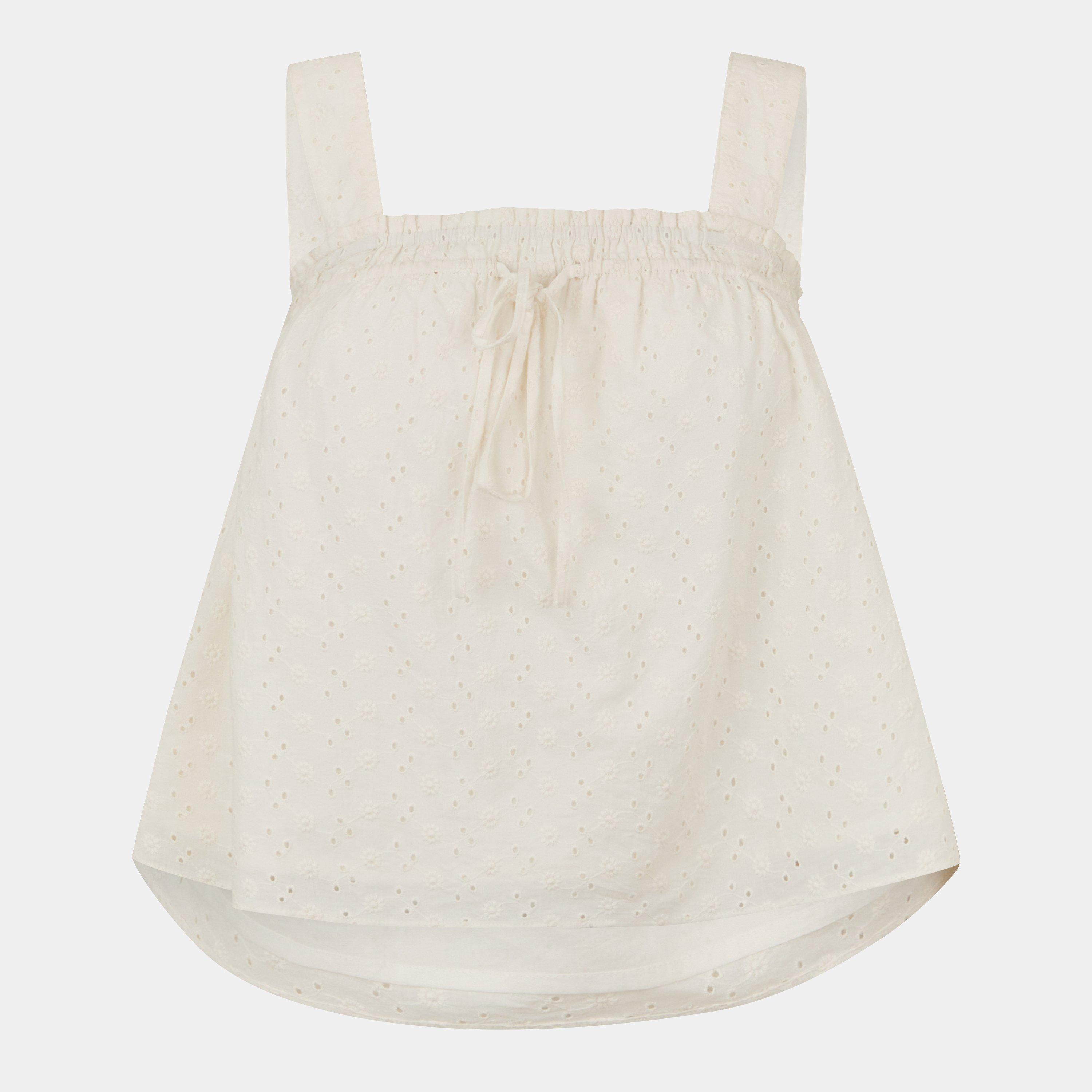 Jack Wills Women's Broderie Shirred Top - Vintage White - 8 (XS)