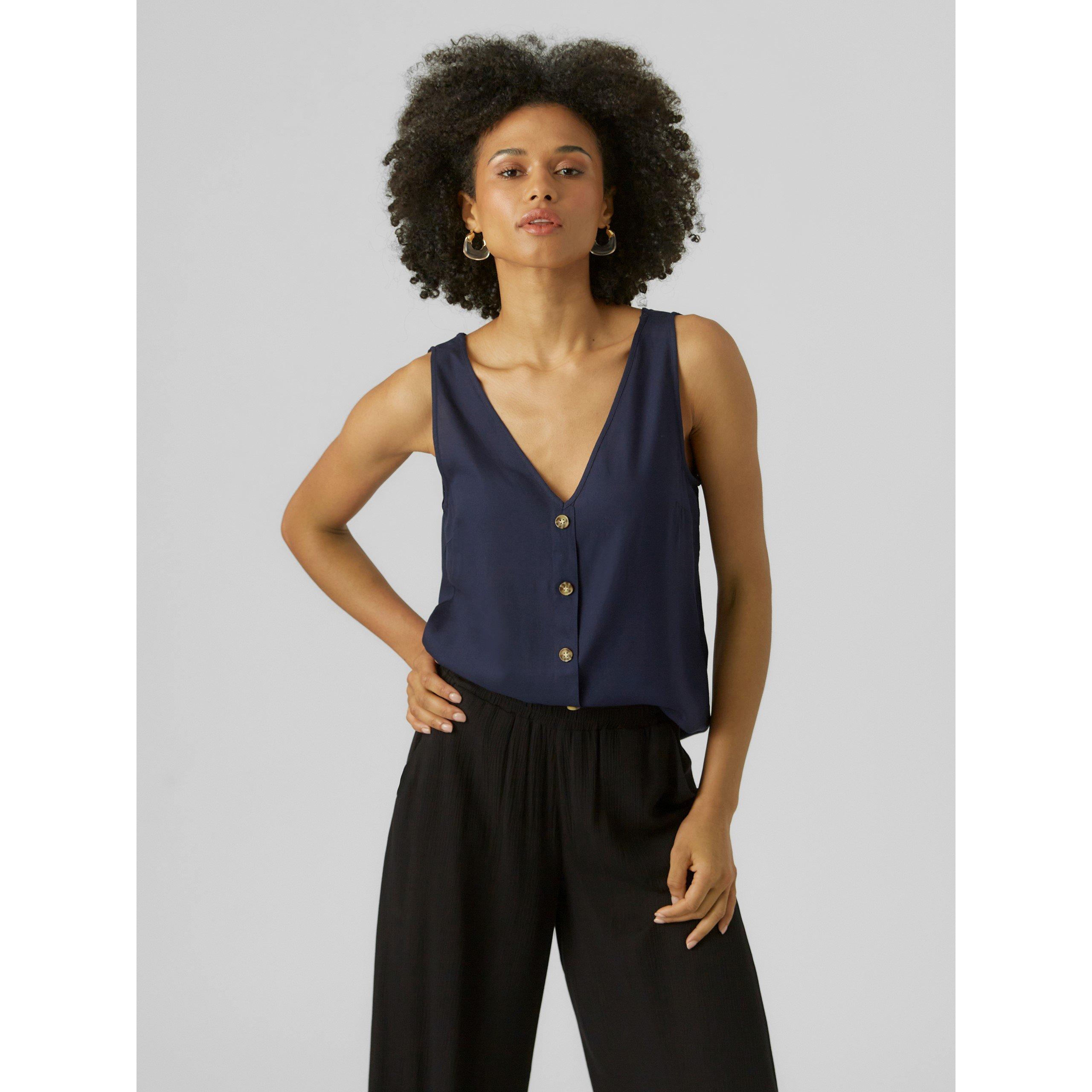 Navy Blazer - Vero Moda - Women's Short-Sleeve Blouse - 1