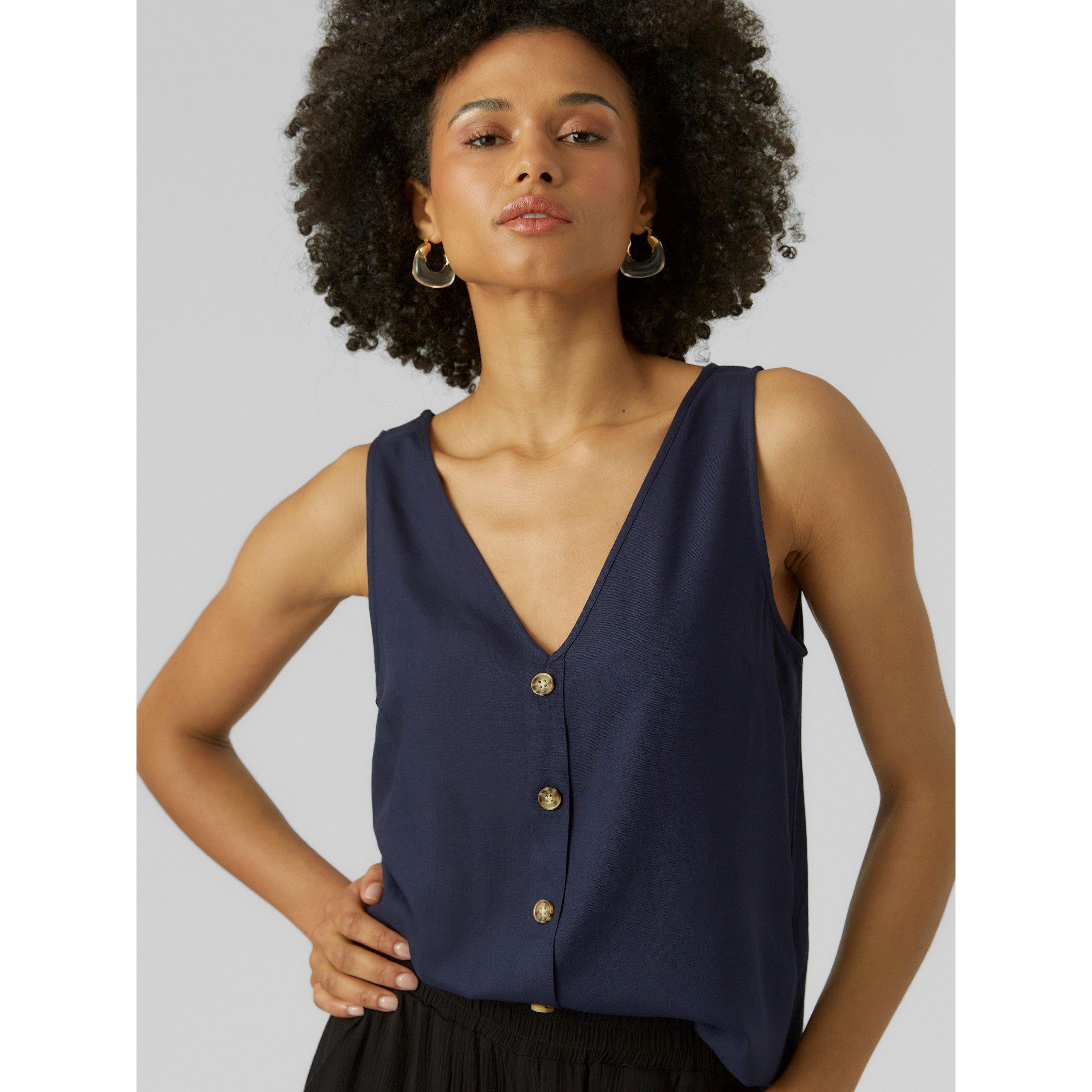 Navy Blazer - Vero Moda - Women's Short-Sleeve Blouse - 4
