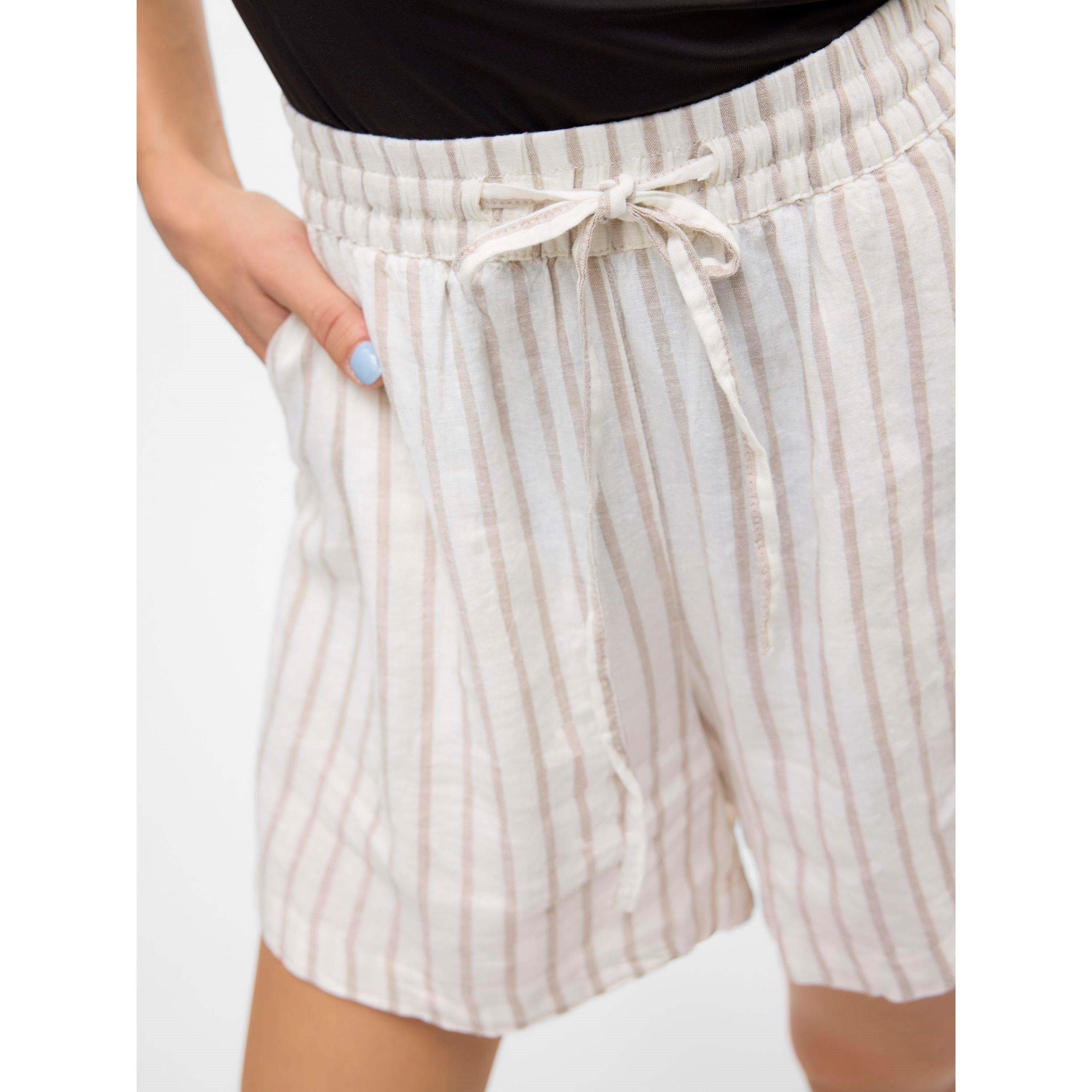 Snow Wh/Stripes - Vero Moda - Women's Linn Woven Tracksuit Shorts - 5