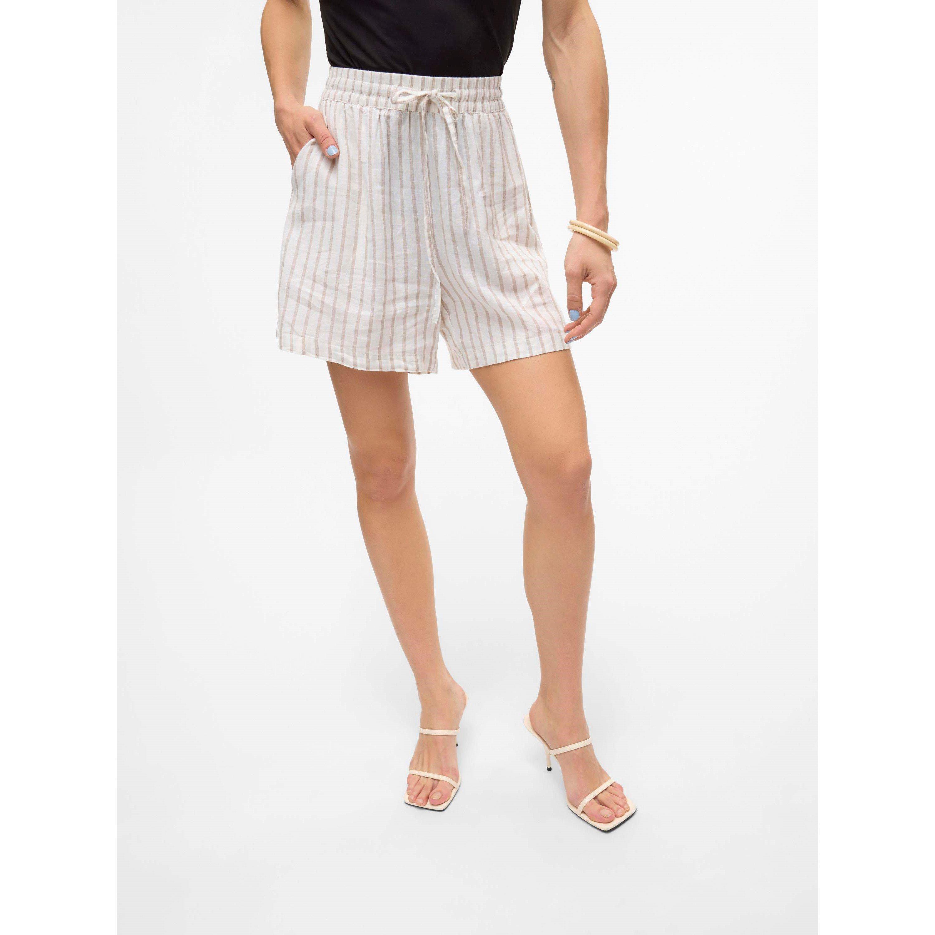 Snow Wh/Stripes - Vero Moda - Women's Linn Woven Tracksuit Shorts - 6