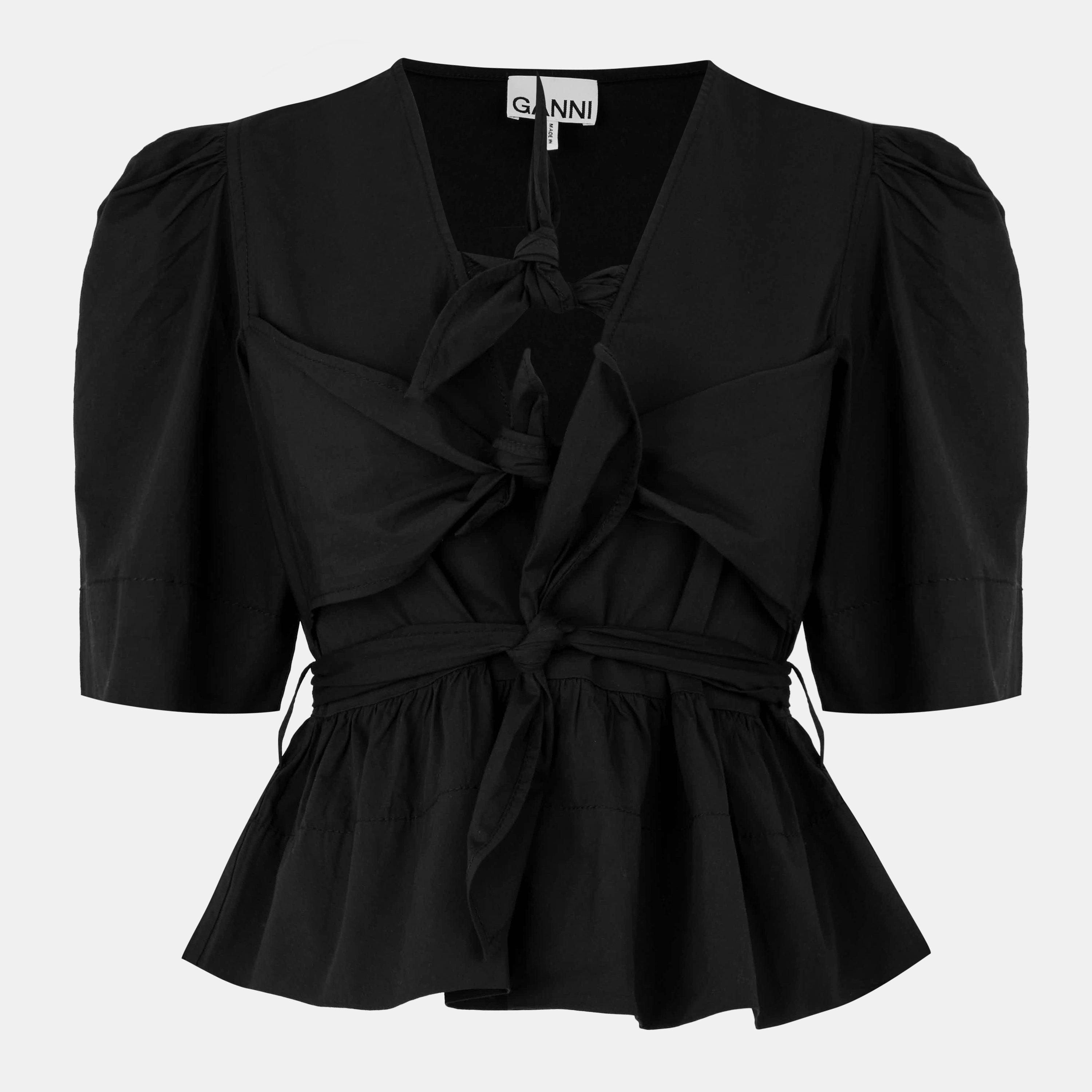 Black - Ganni - Tie Blouse - 1