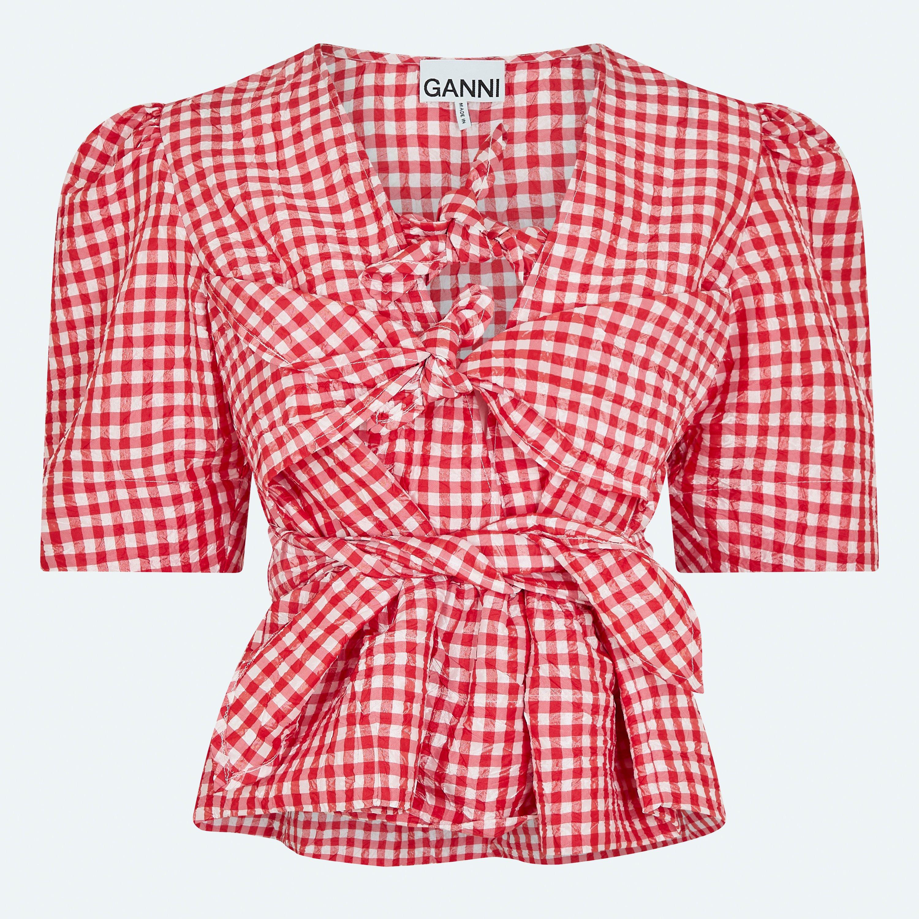Ganni Tie Blouse - Red Alert - Size 12 (38)