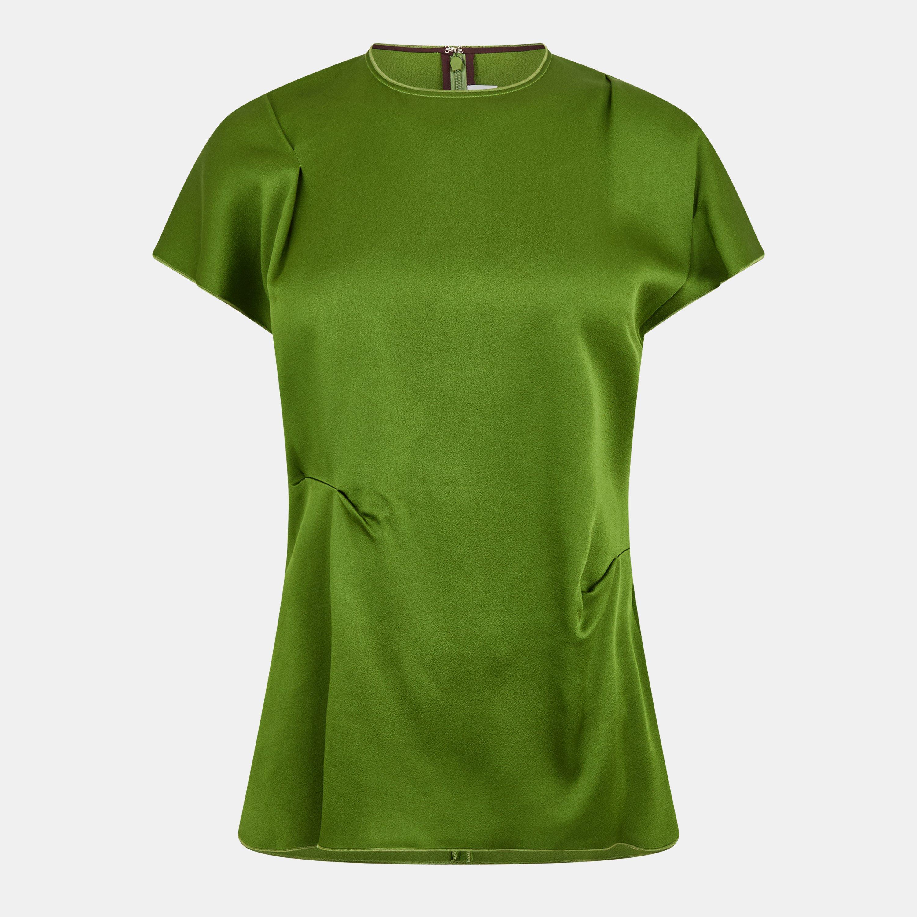 Victoria Beckham Pleat-Detail Top - ALGAE - Size UK 12